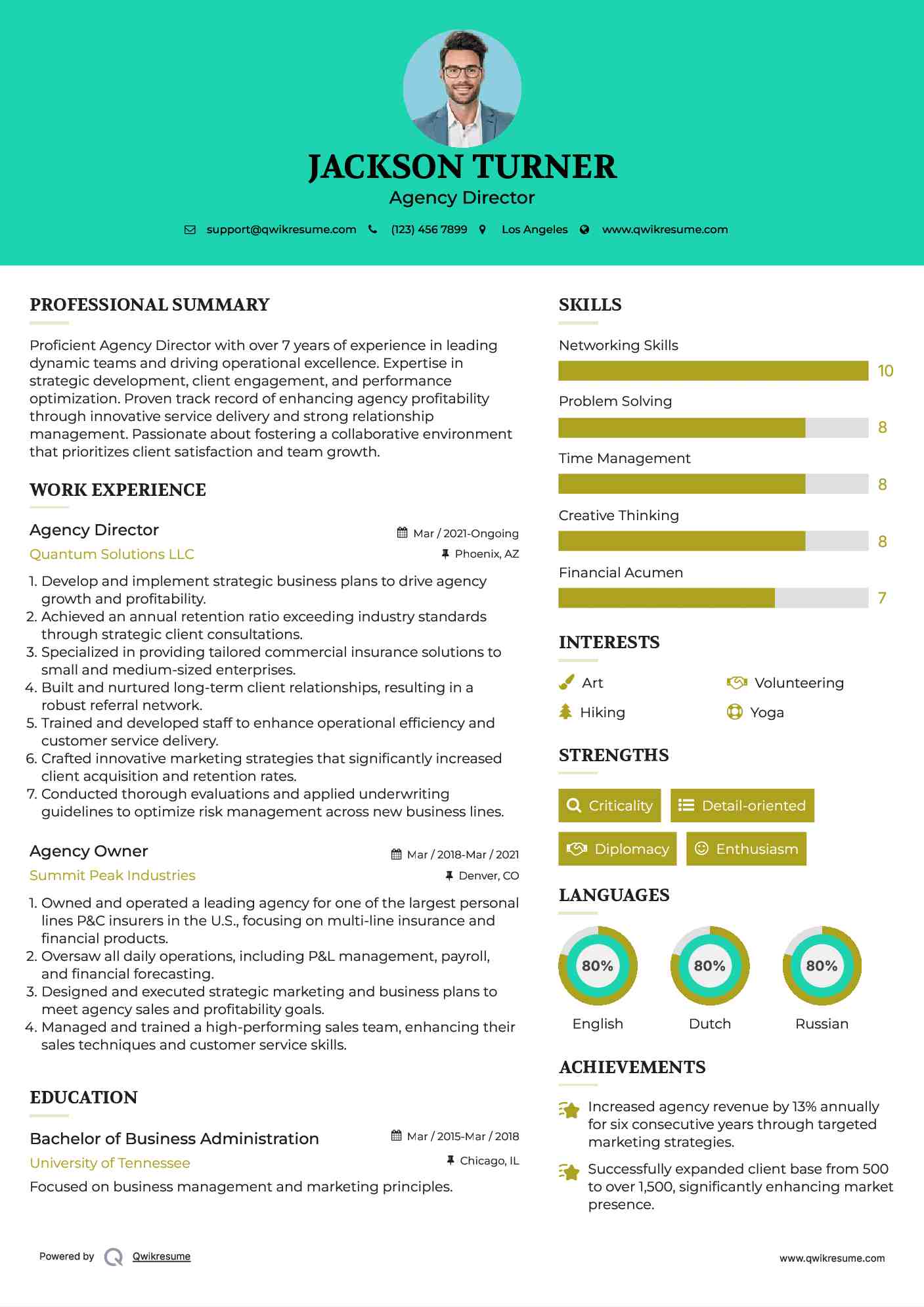 Agency Director Resume Format