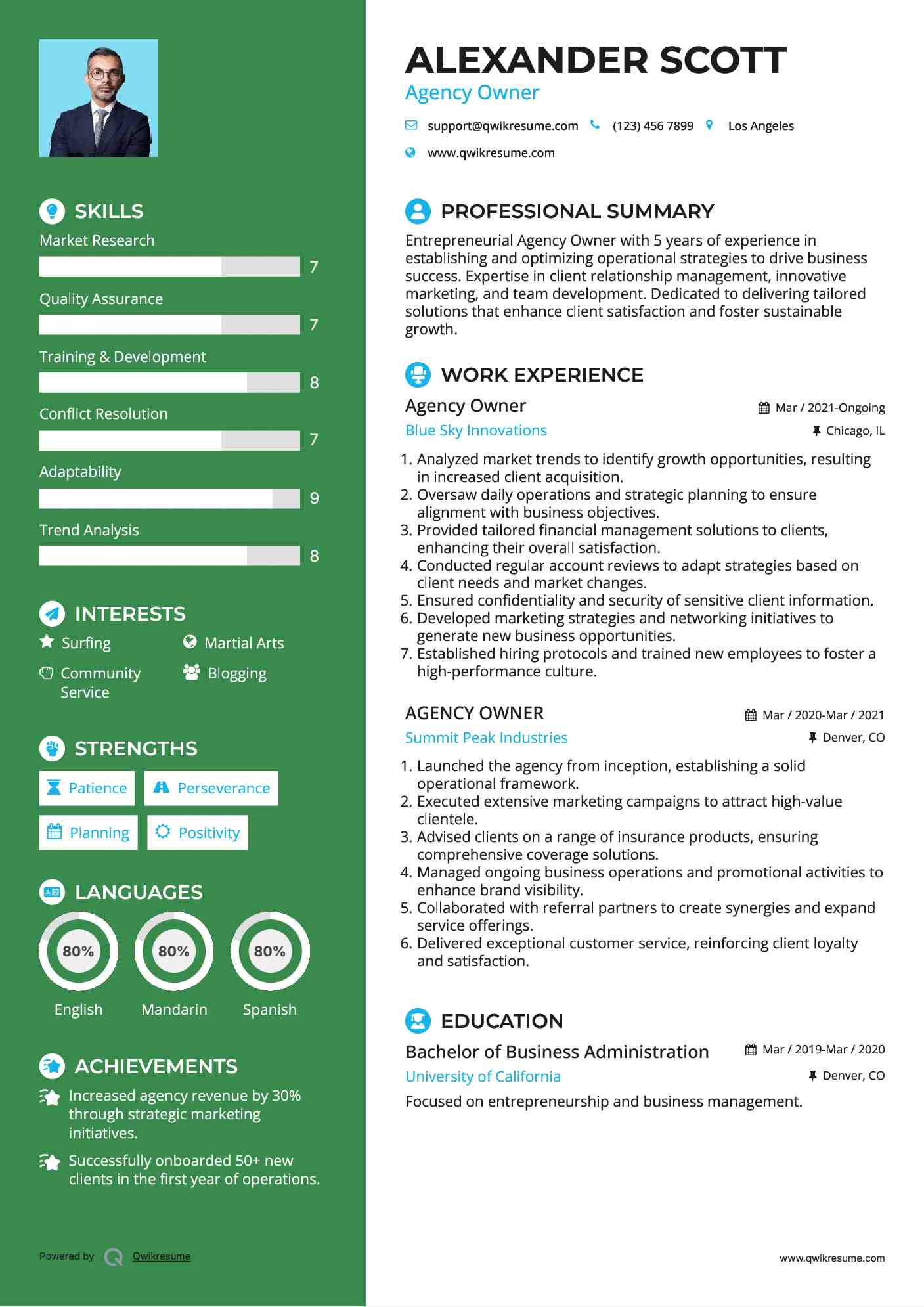 Agency Owner Resume Template