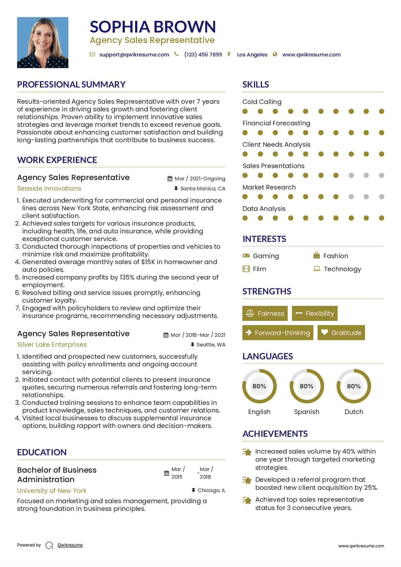 Agency Sales Representative Resume Model