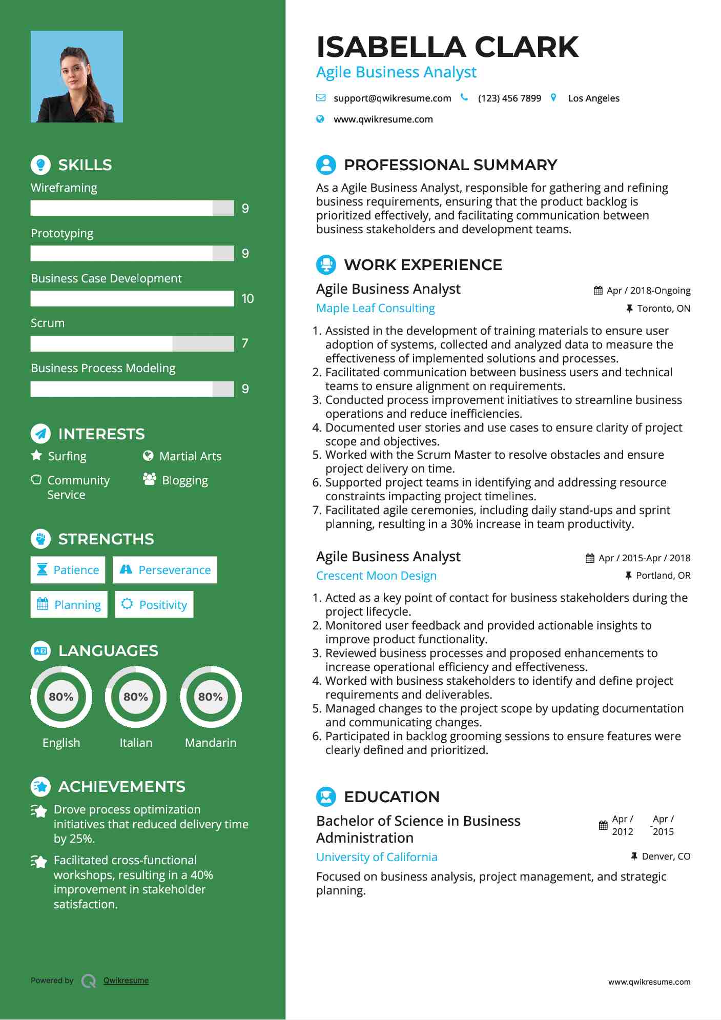 Agile Business Analyst Resume Template