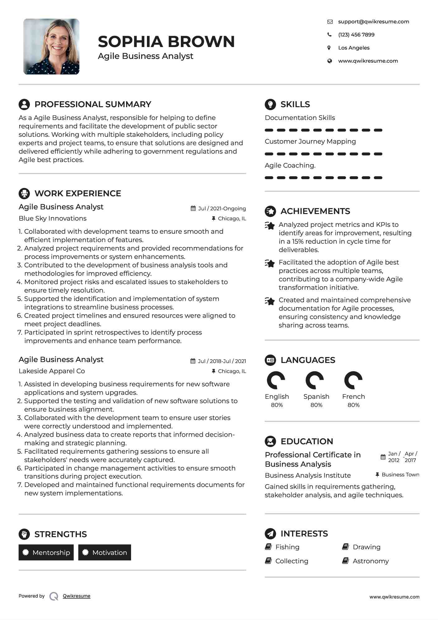 Agile Business Analyst Resume Sample