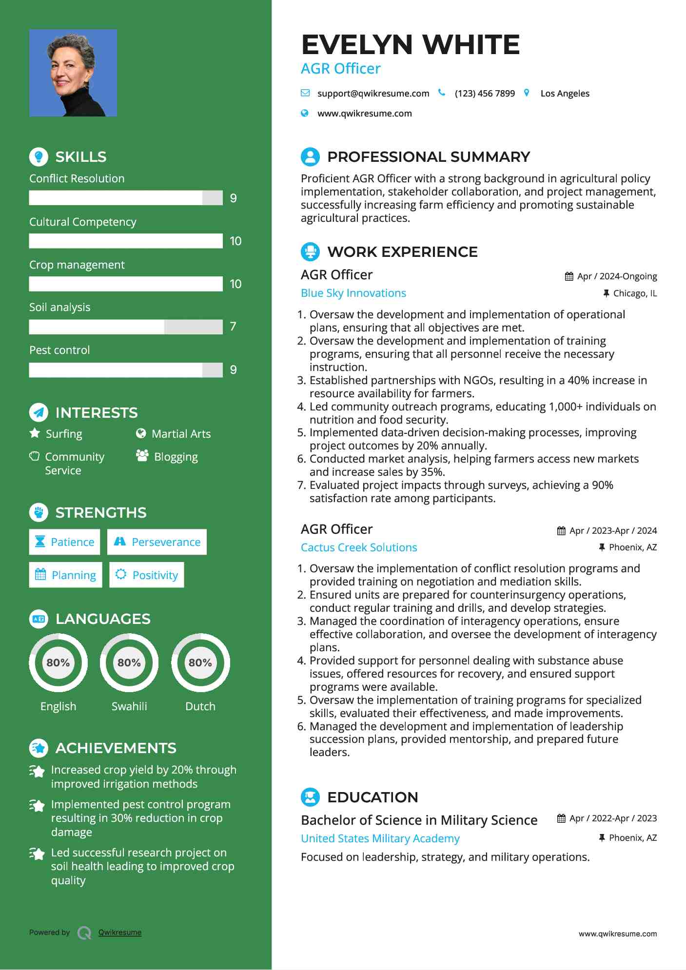 AGR Officer Resume Format