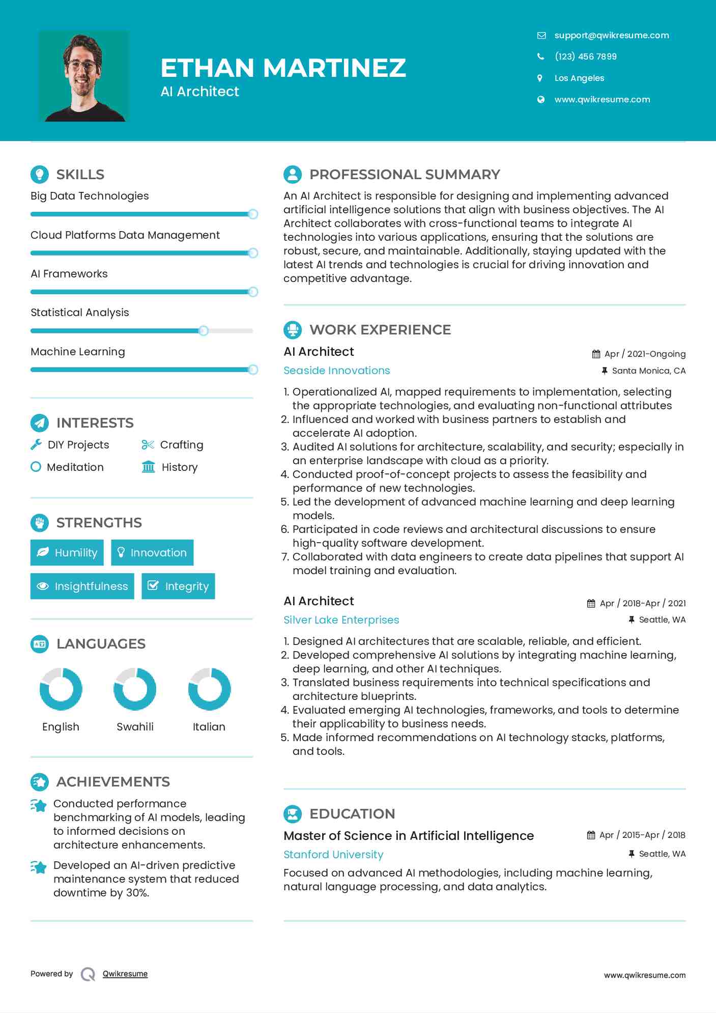 AI Architect Resume Format