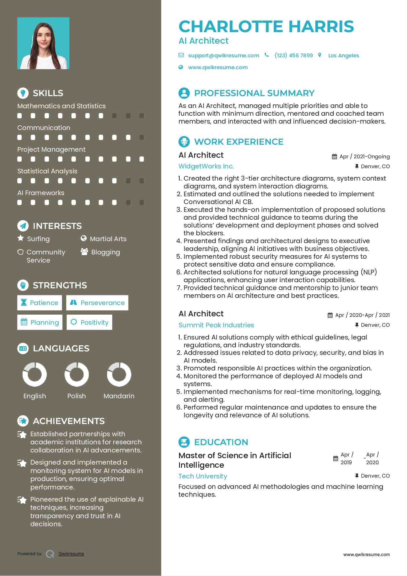 AI Architect Resume Template