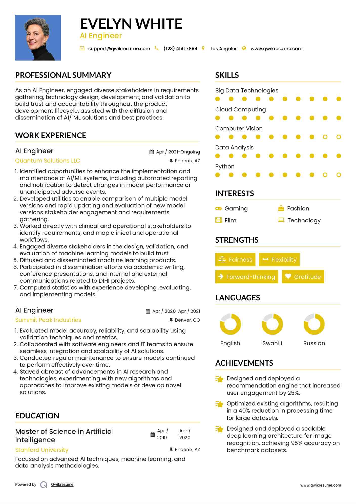 AI Engineer Resume Example