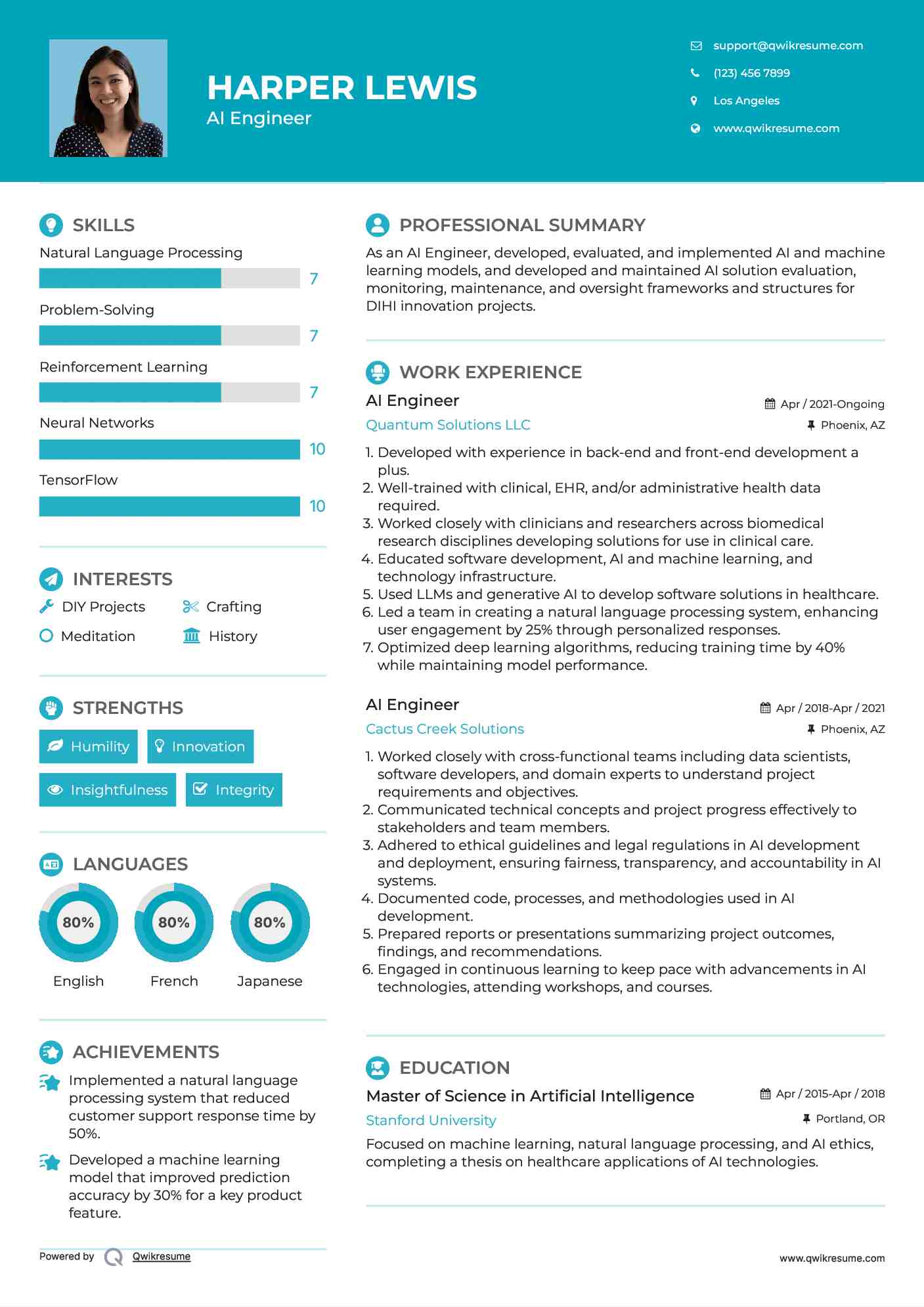 AI Engineer Resume Format