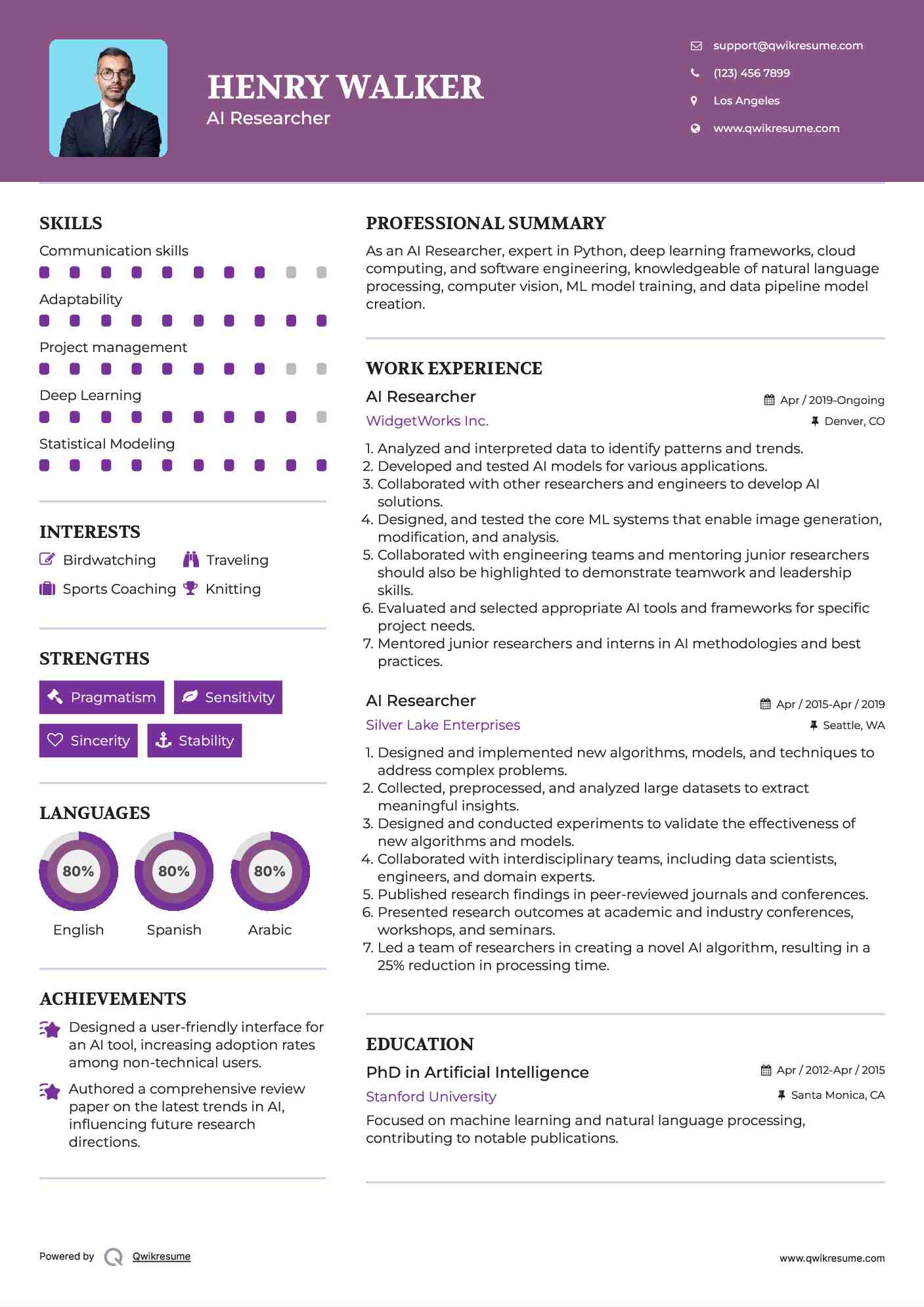 AI Researcher Resume Model