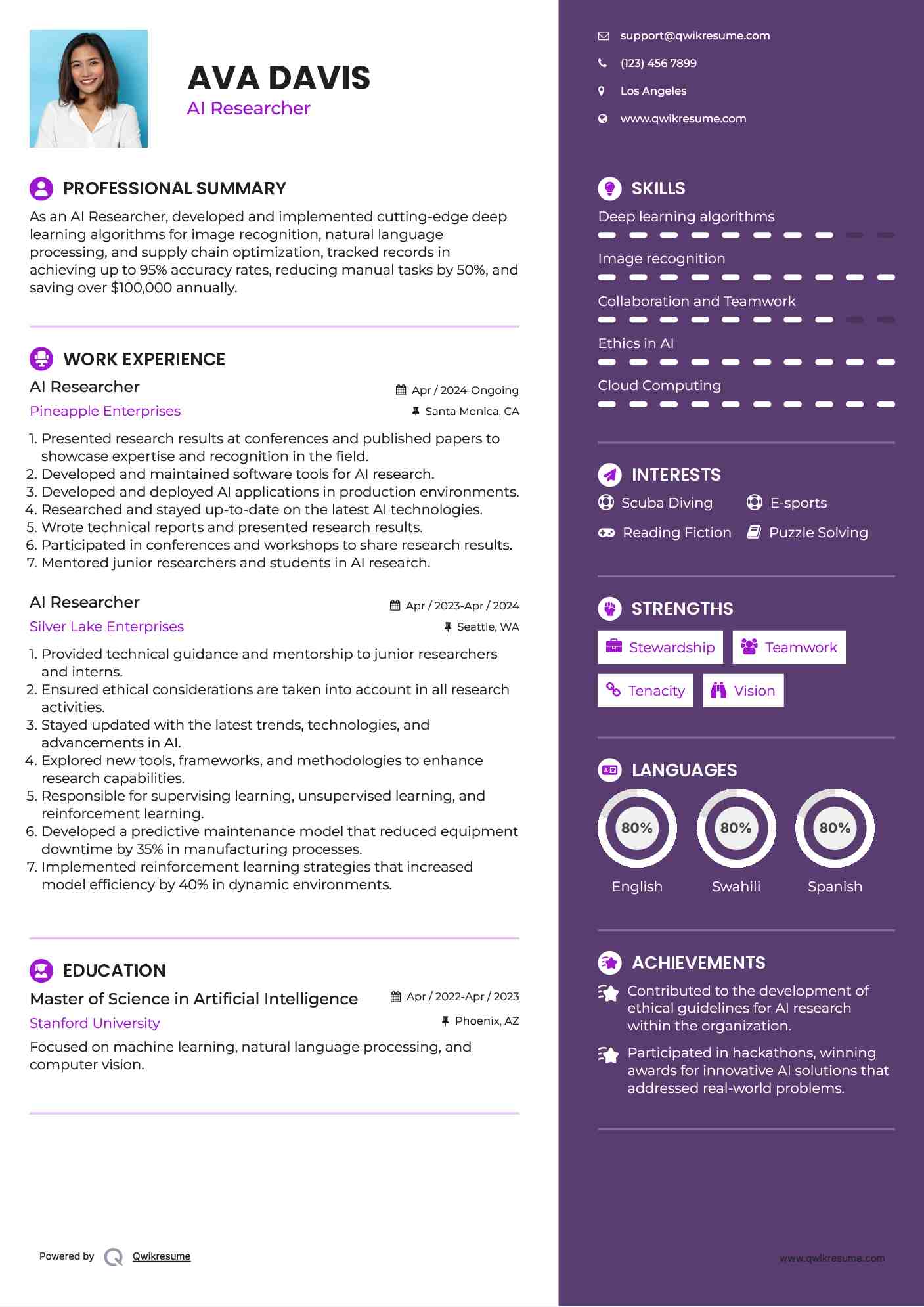 AI Researcher Resume Model