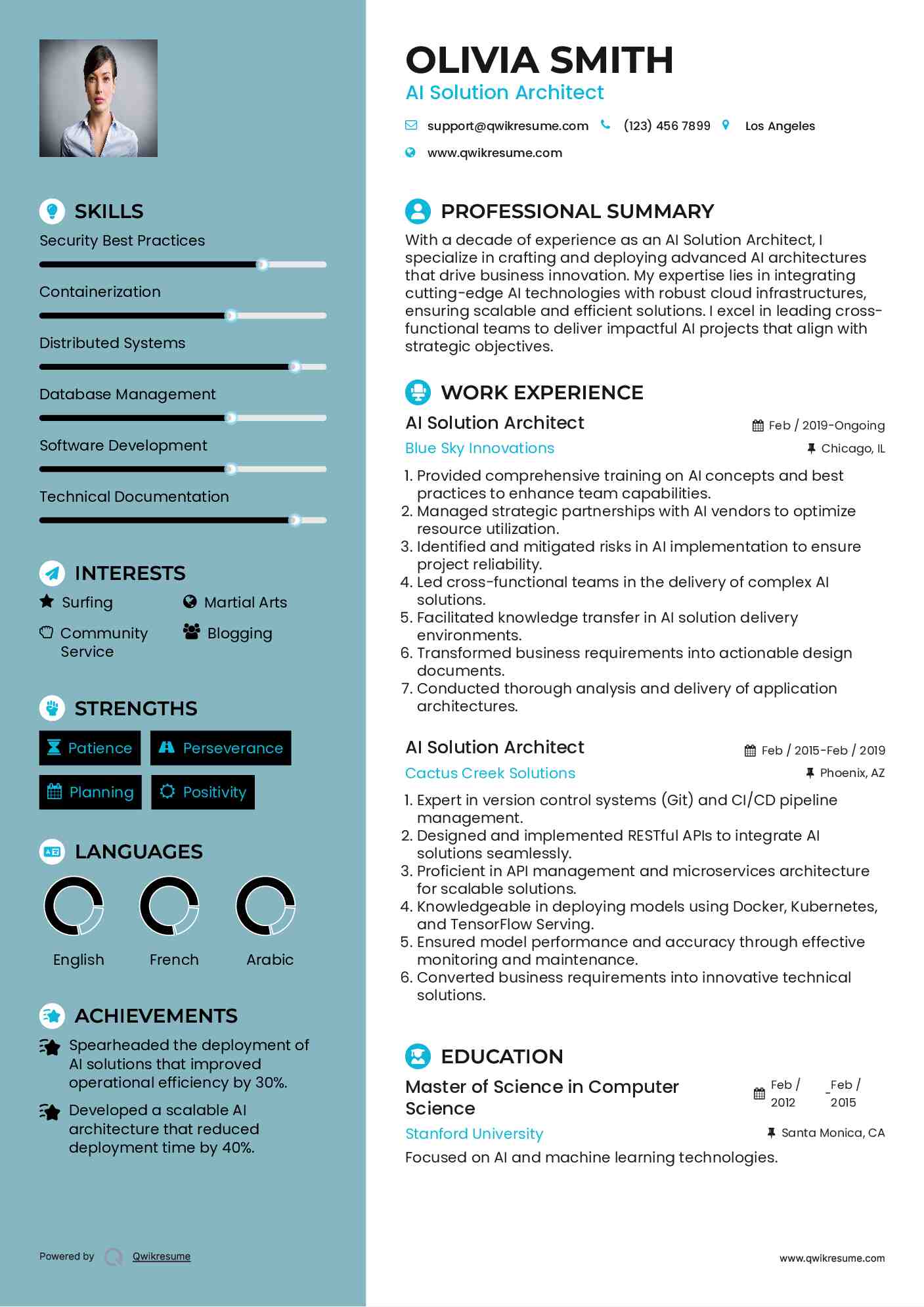 AI Solution Architect Resume Template