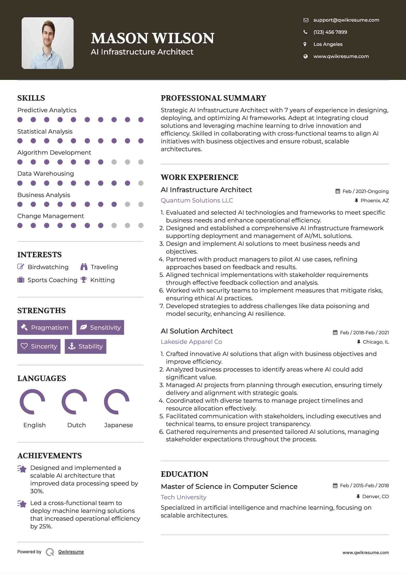 AI Infrastructure Architect Resume Format