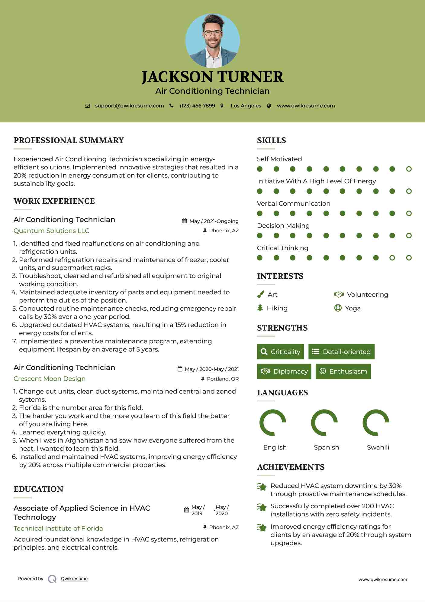 Air Conditioning Technician Resume Template