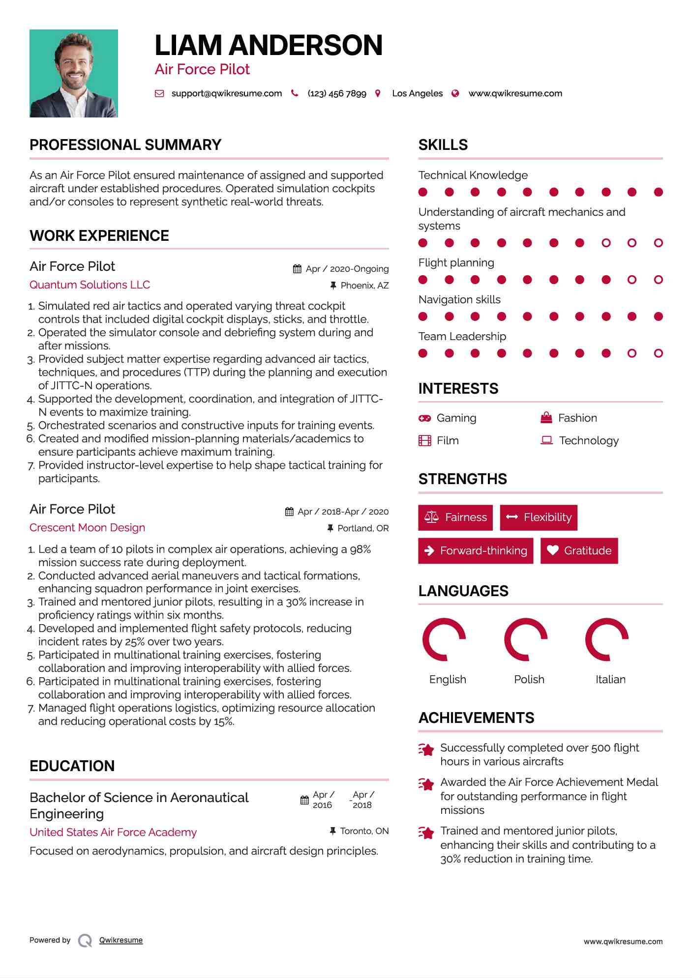 Air Force Pilot Resume Model