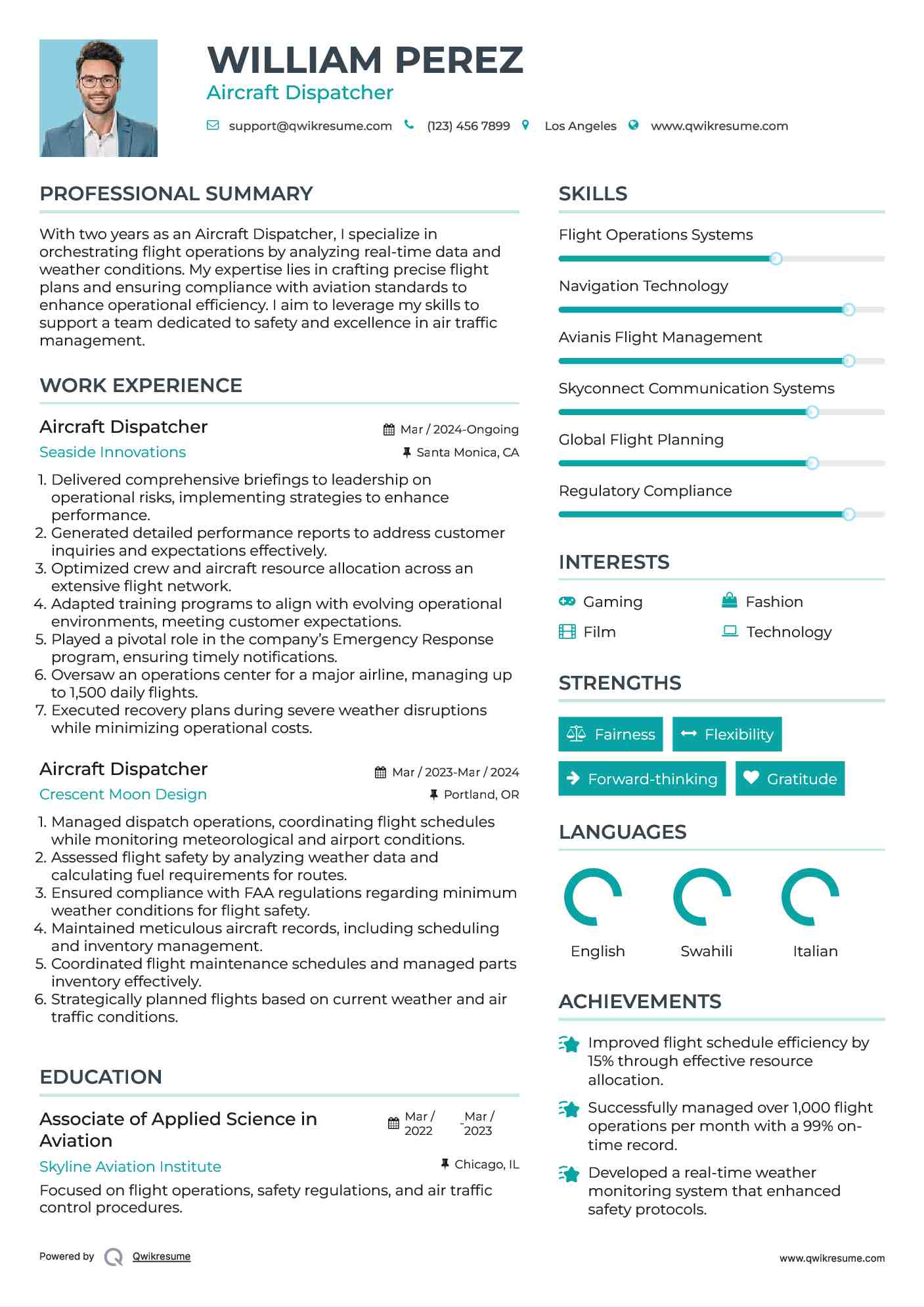 Aircraft Dispatcher Resume Template