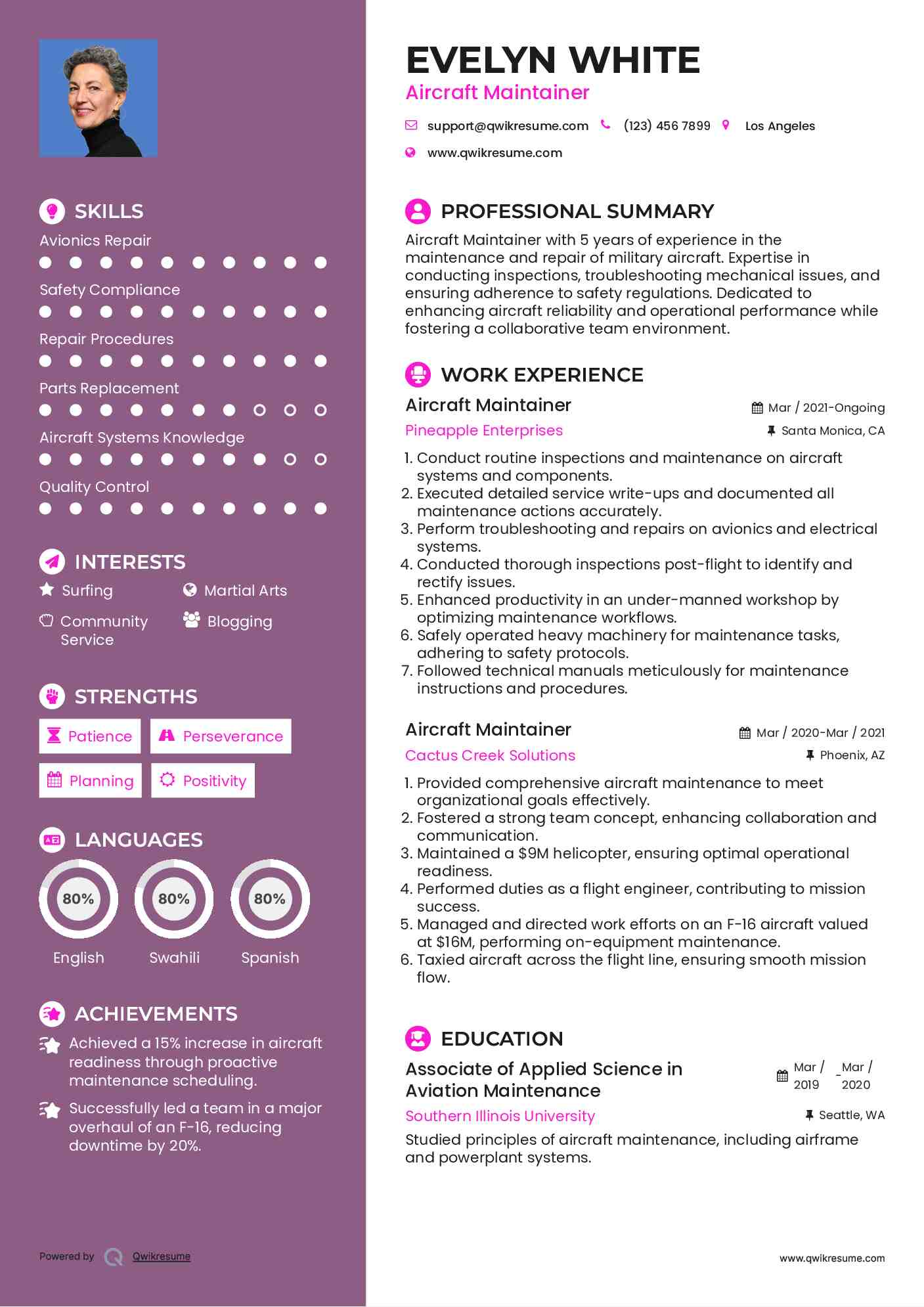 Aircraft Maintainer Resume Template