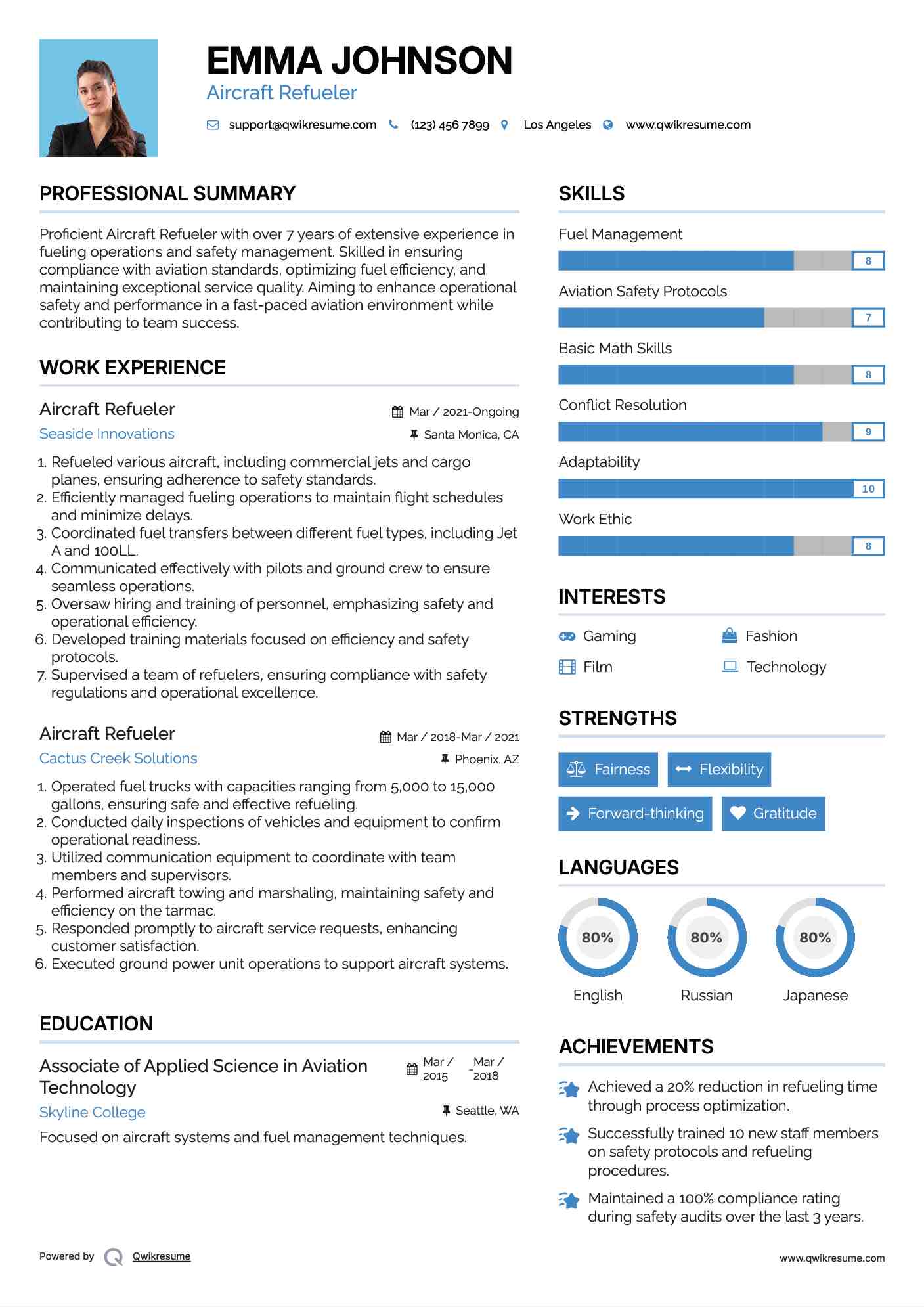 Aircraft Refueler Resume Format