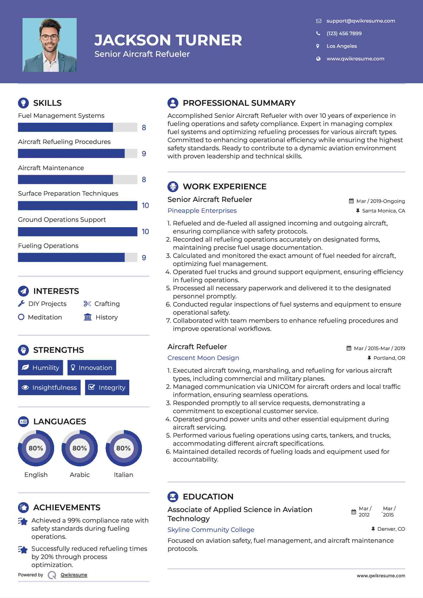 Senior Aircraft Refueler  Resume Model