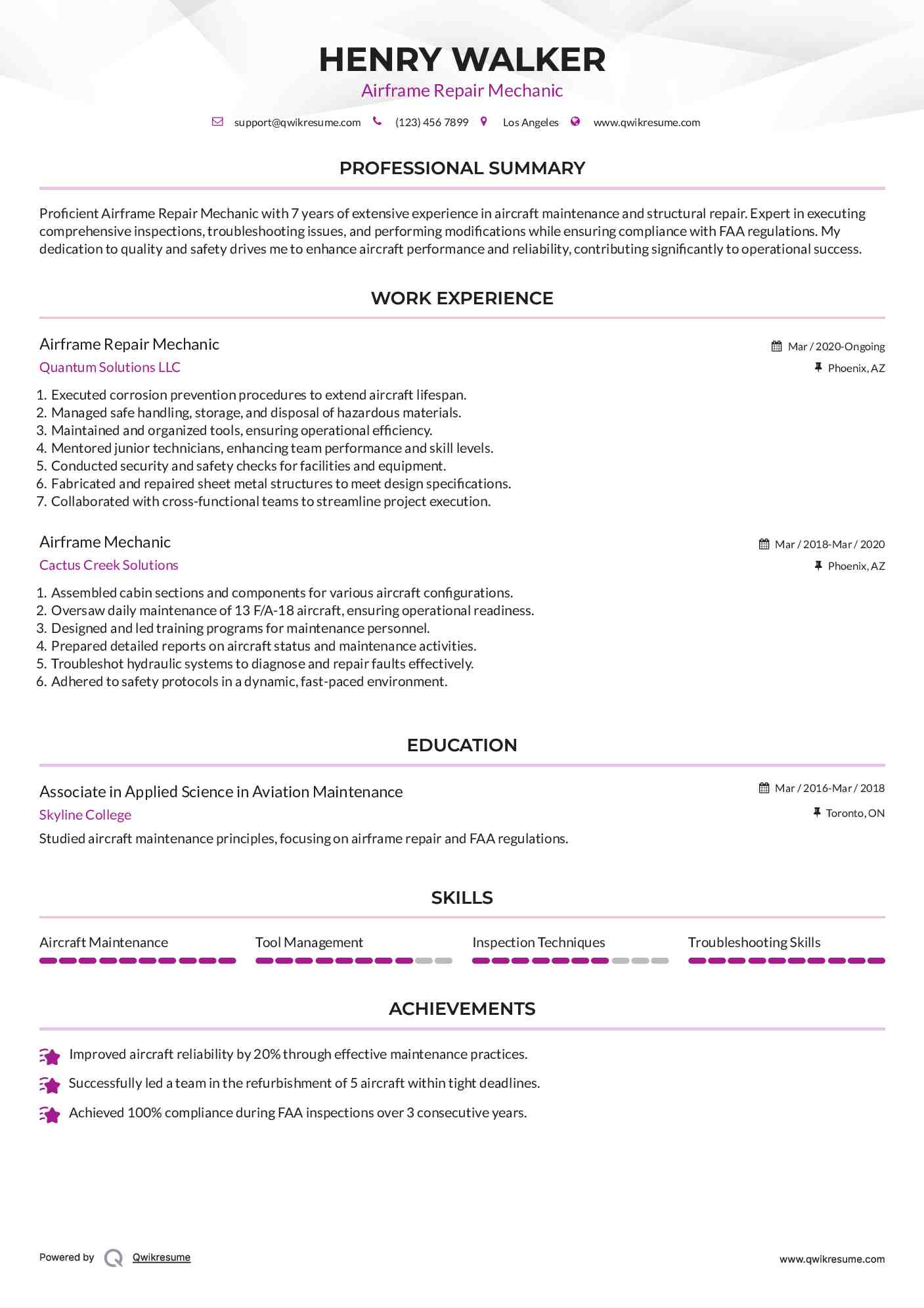 10 Airframe Mechanic Resume Samples - Airframe Mechanic 1595578023 Pdf