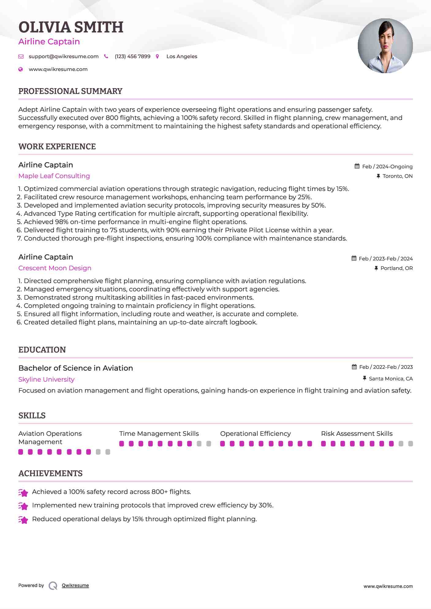 Airline Captain Resume Model