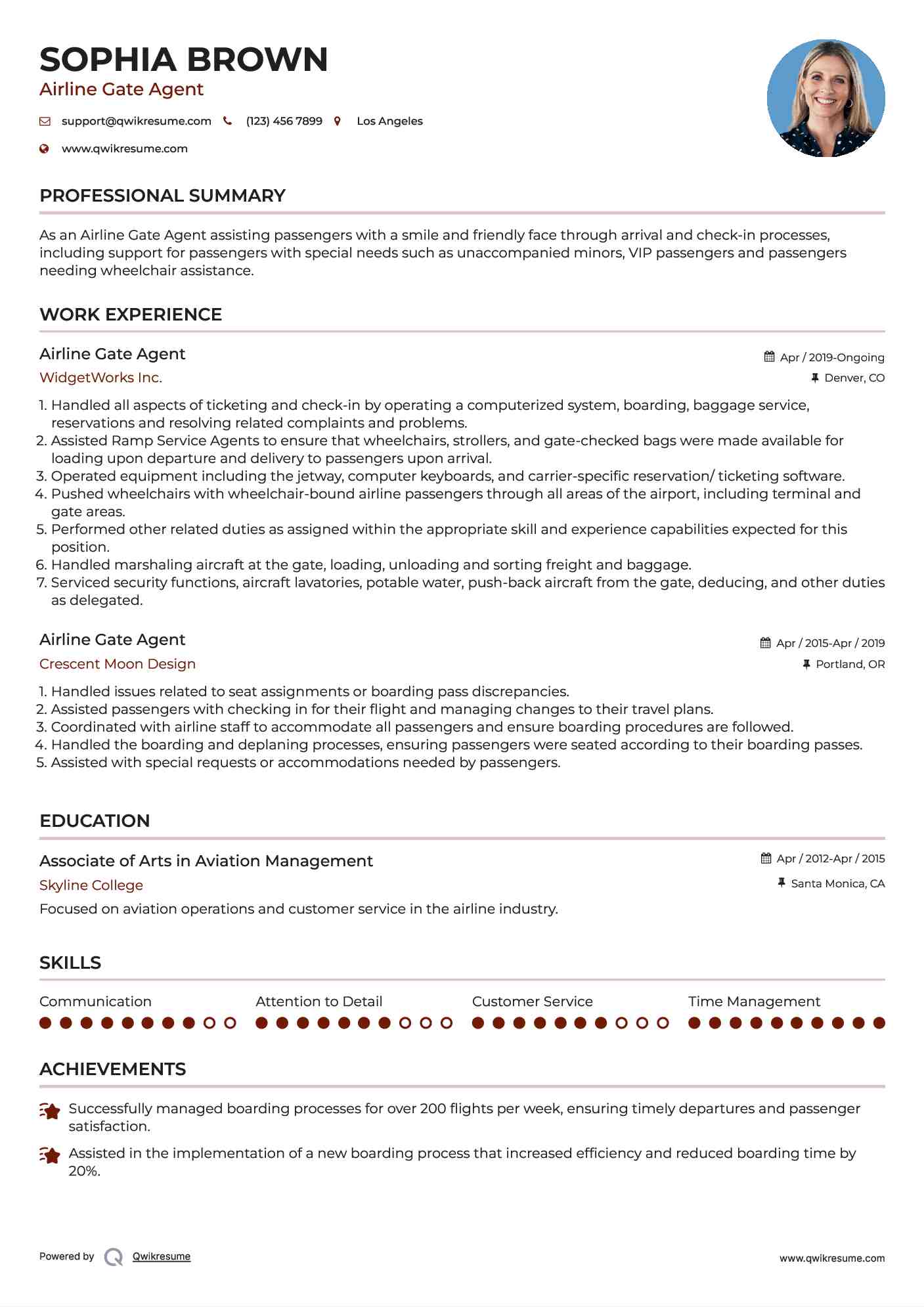 Airline Gate Agent Resume Template