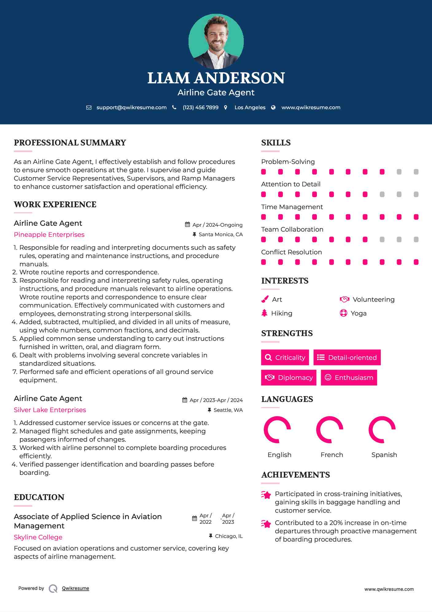 Airline Gate Agent Resume Format
