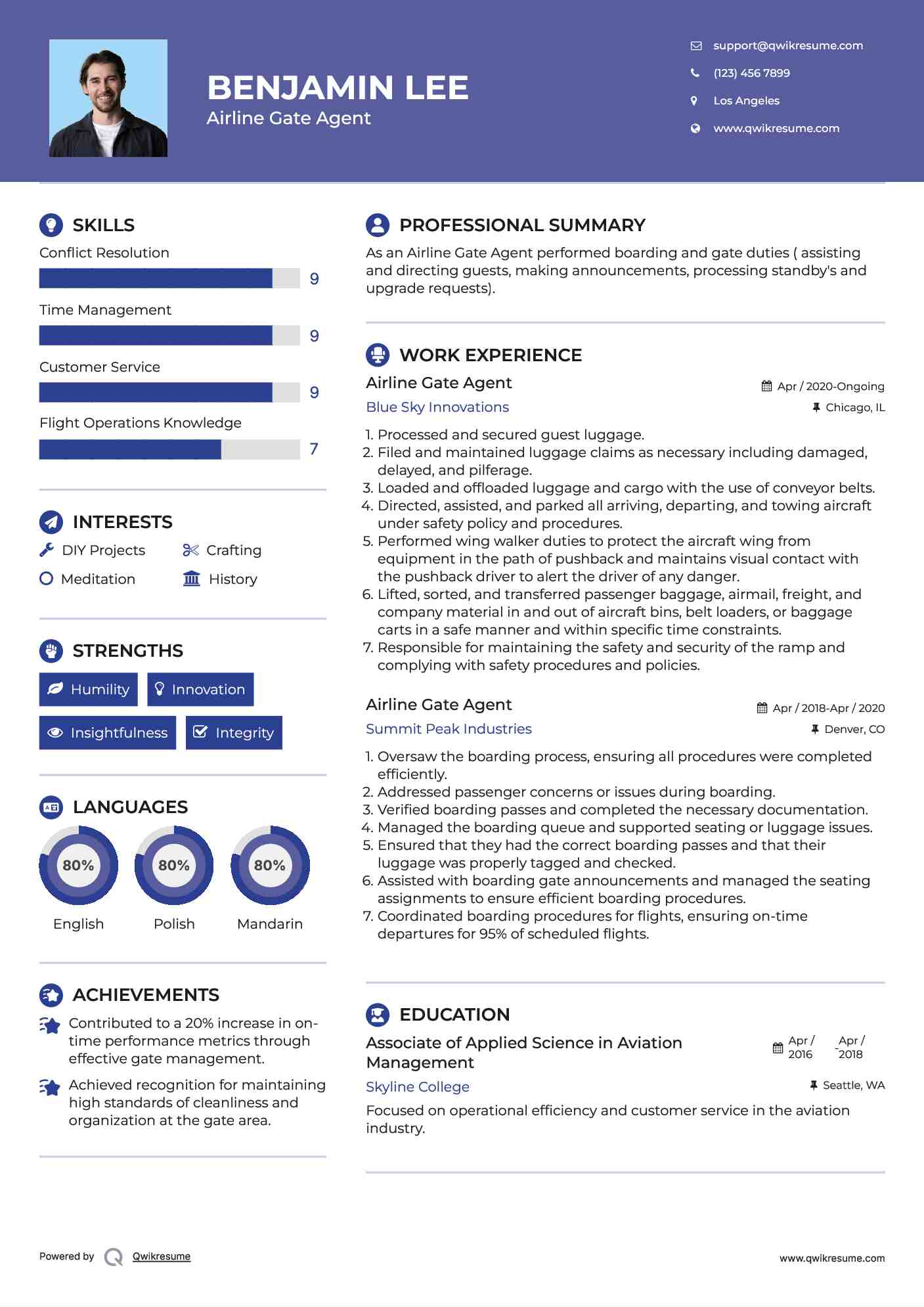 Airline Gate Agent Resume Format