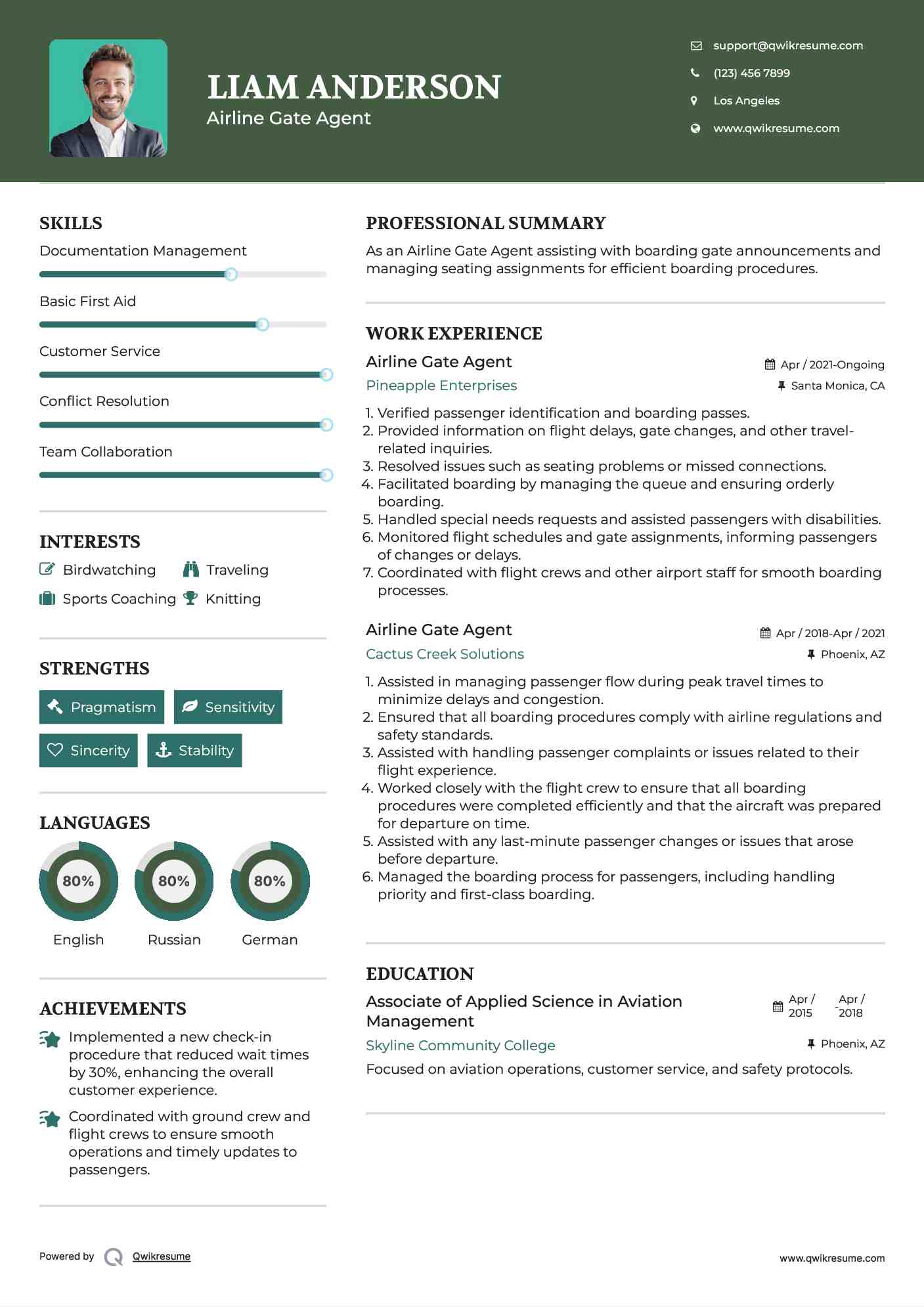 Airline Gate Agent Resume Template