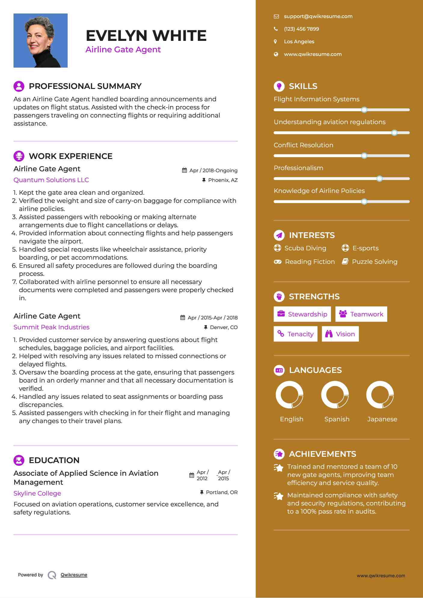 Airline Gate Agent Resume Model