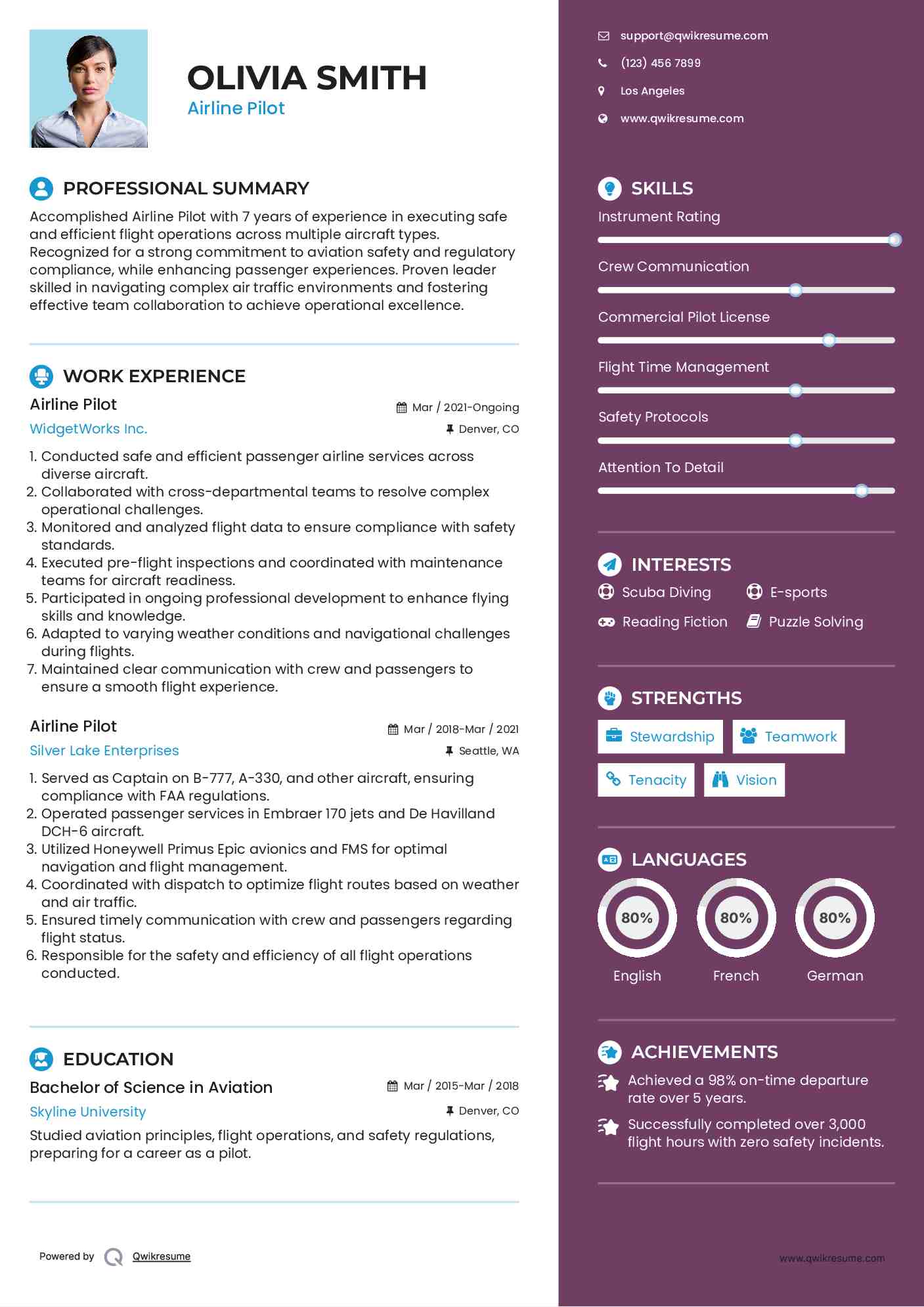 Airline Pilot Resume Template