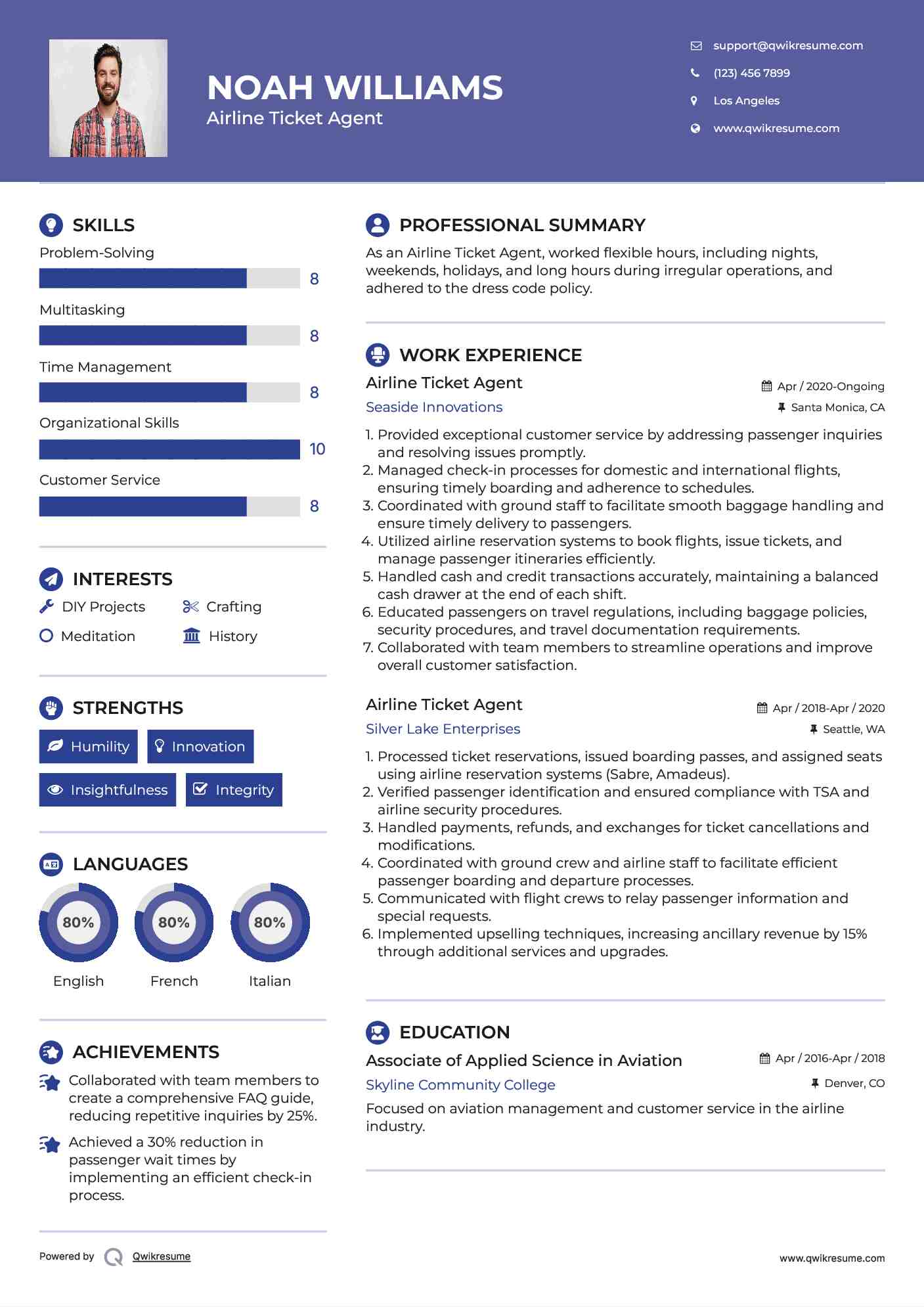 Airline Ticket Agent Resume Template