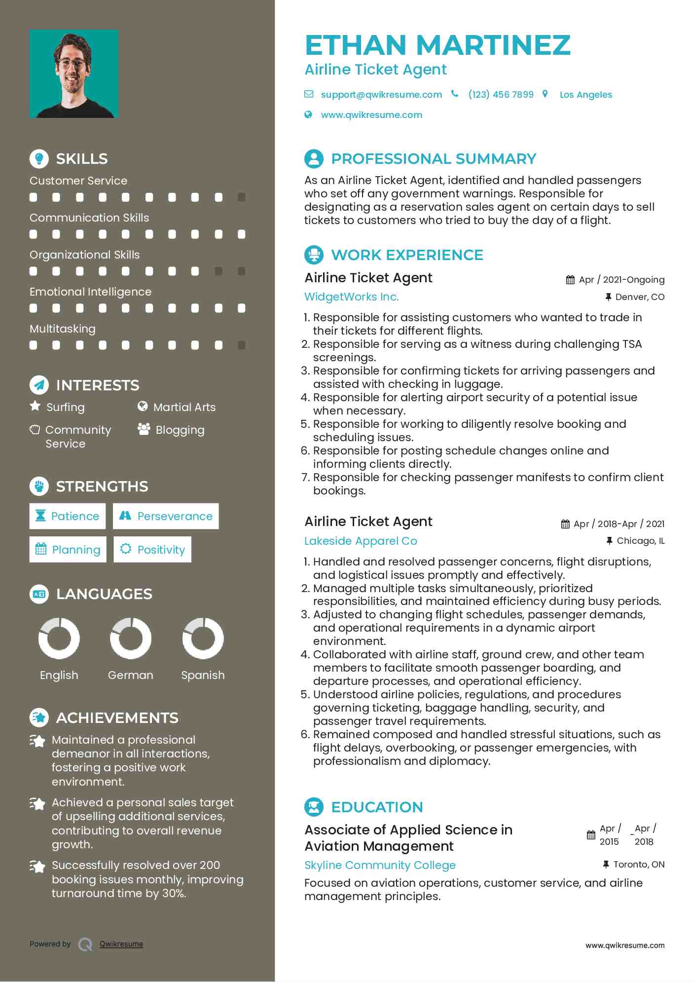 Airline Ticket Agent Resume Sample
