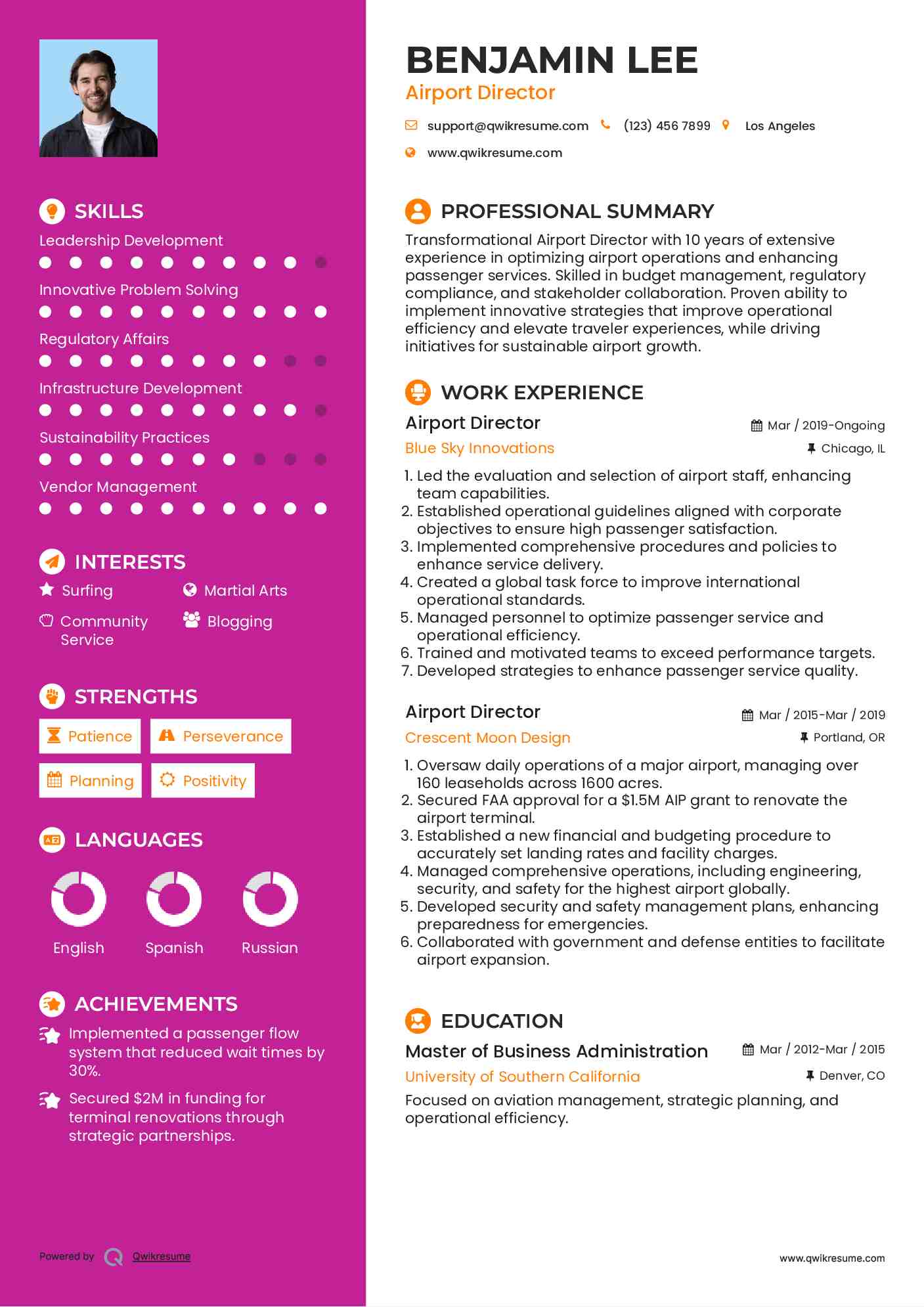 Airport Director Resume Template