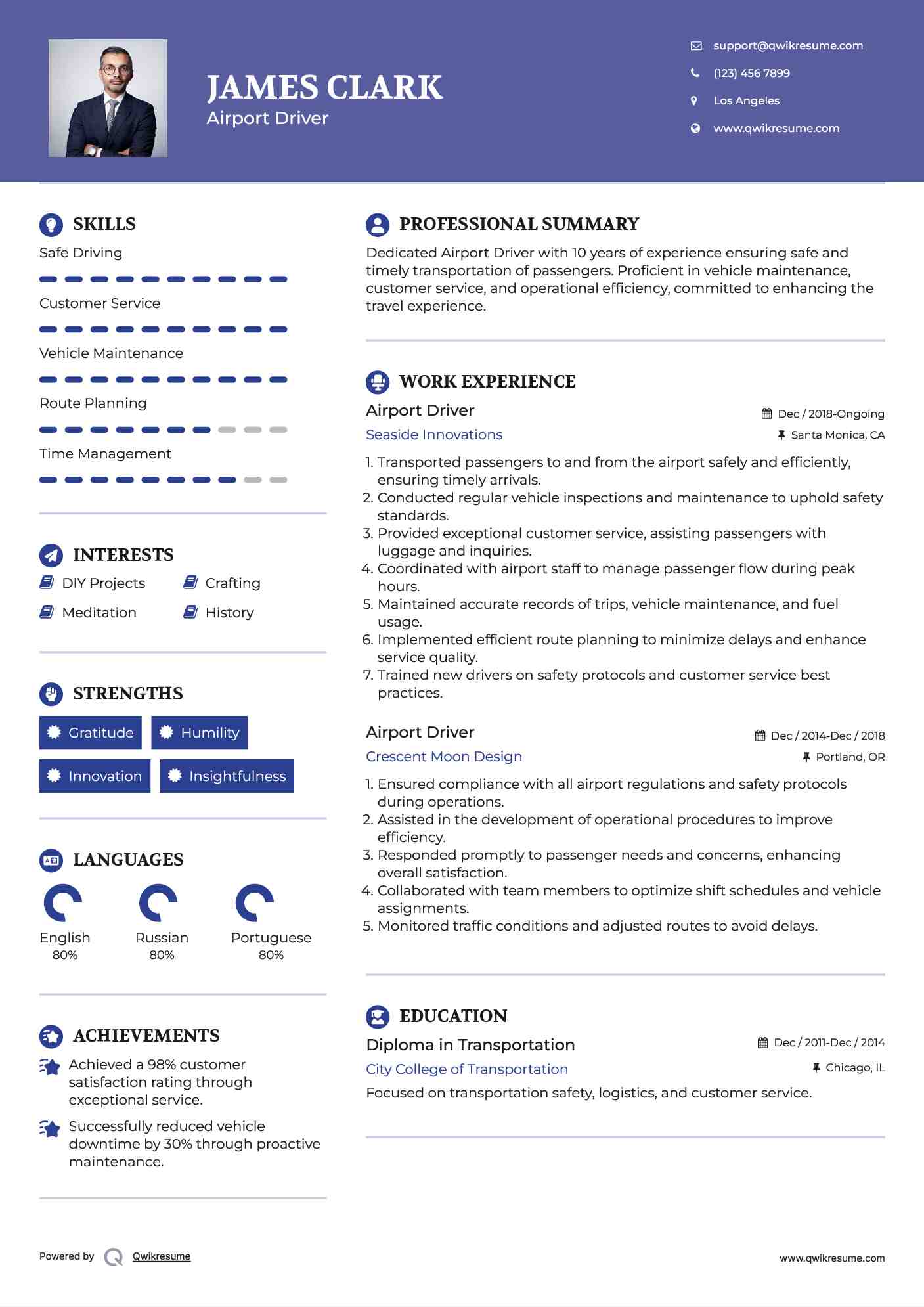 Airport Driver Resume Template