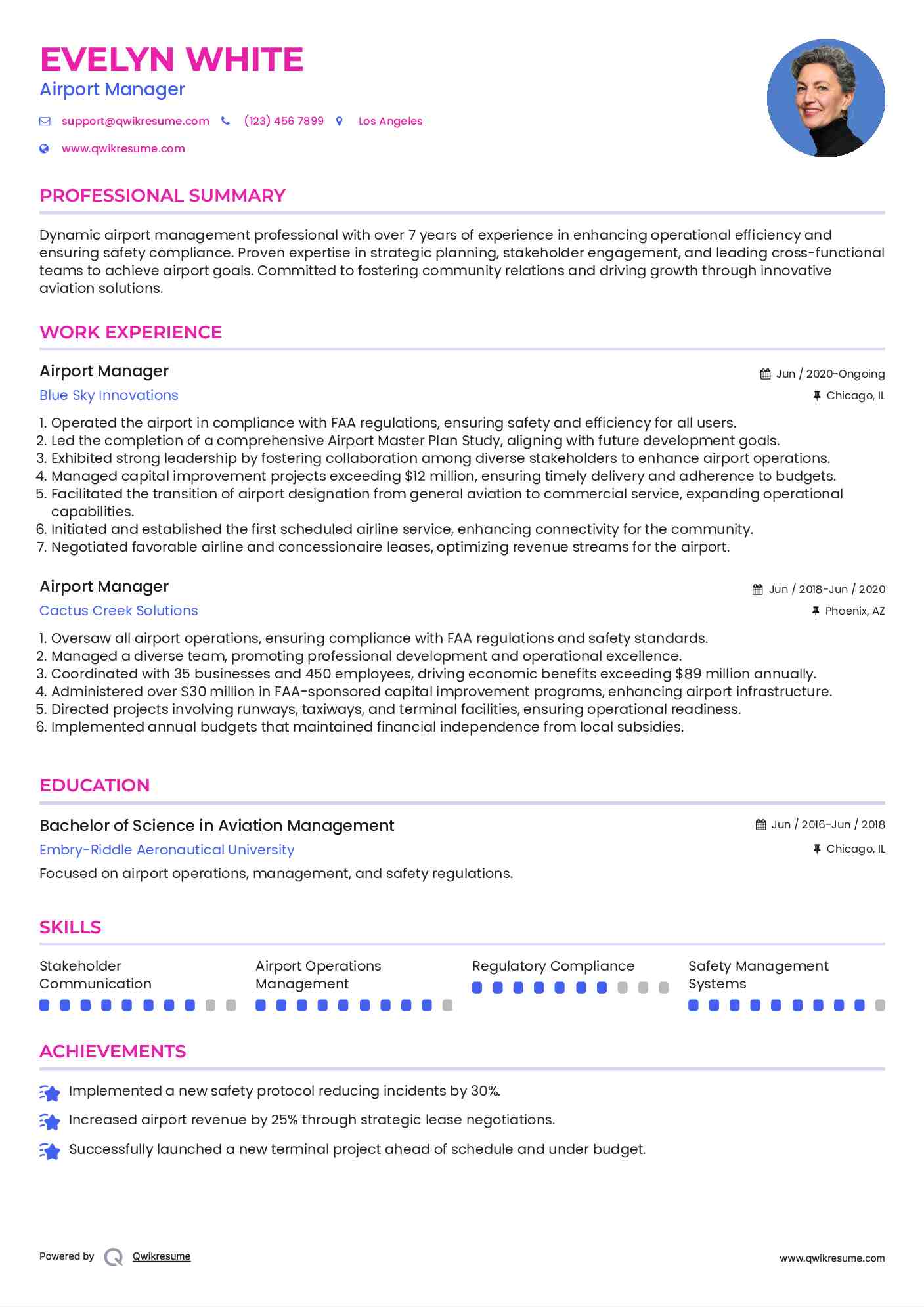Airport Manager Resume Format