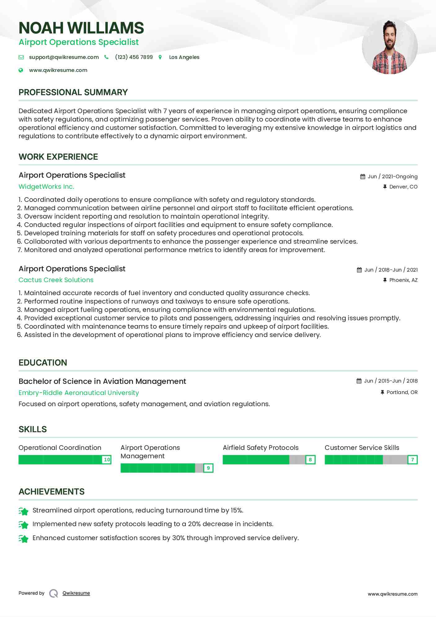 Airport Operations Specialist Resume Model