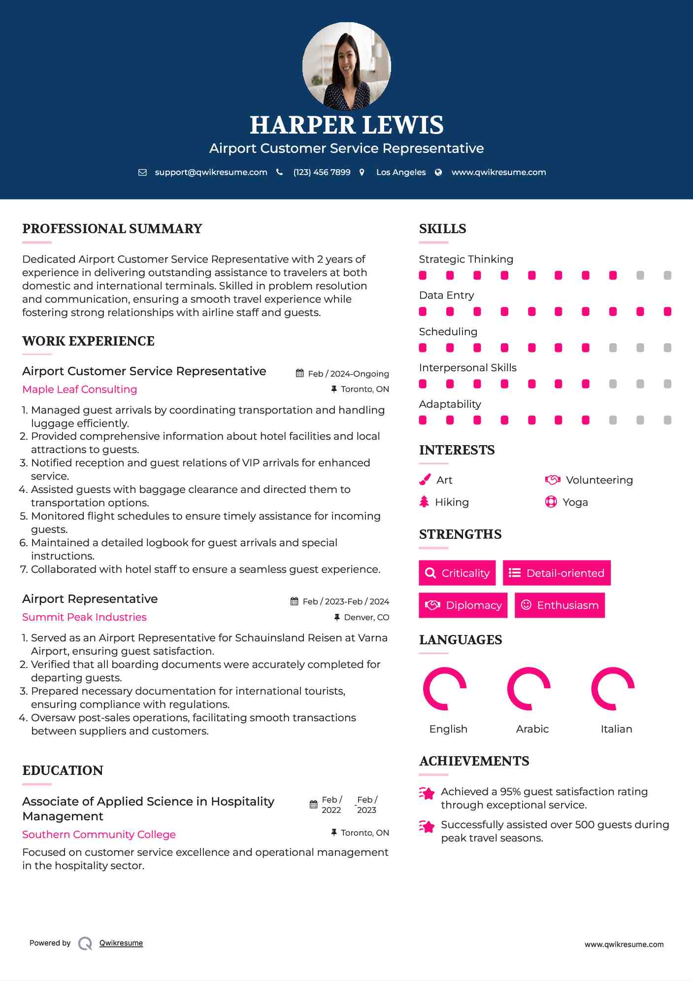 Airport Customer Service Representative Resume Format