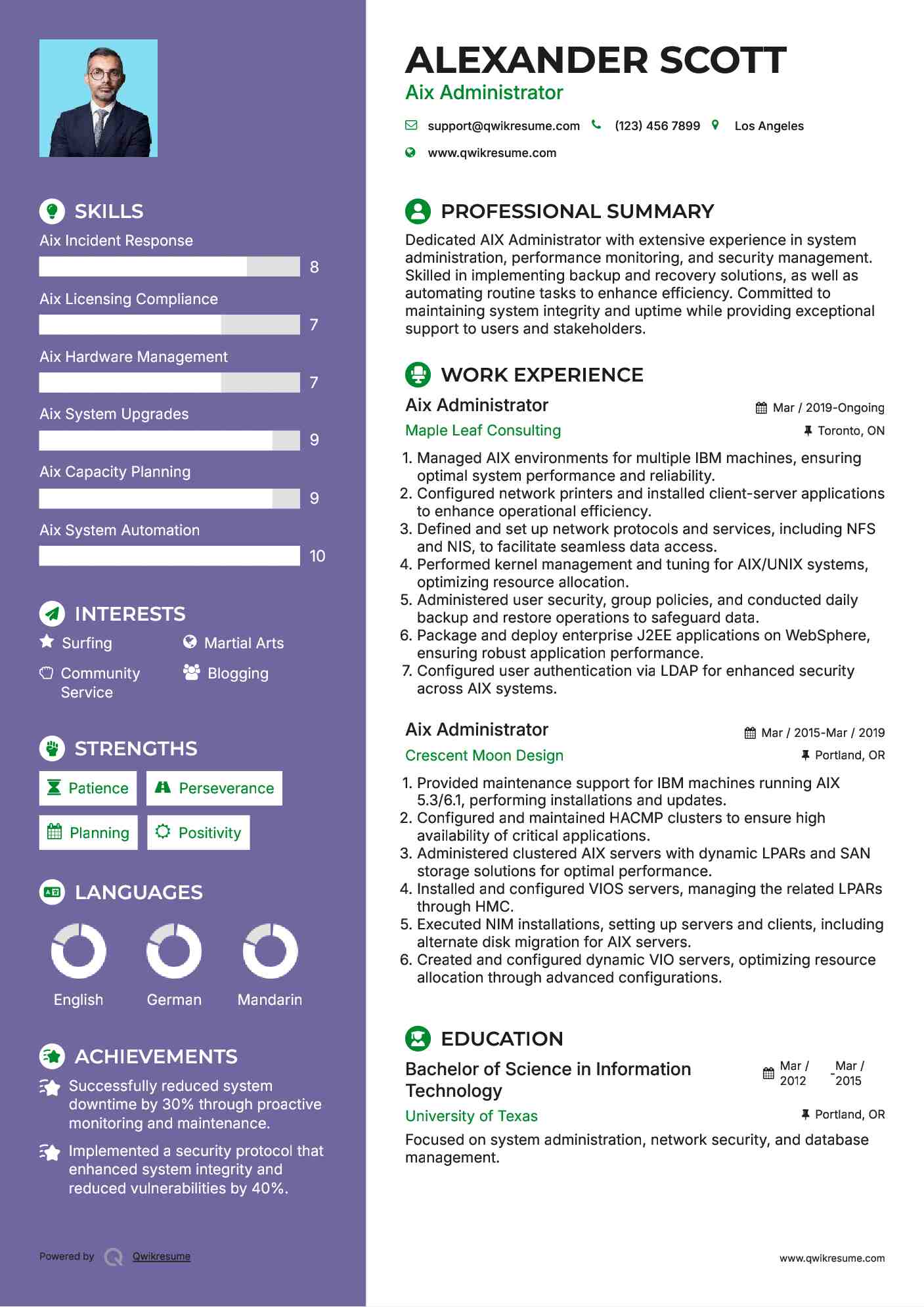 Aix Administrator Resume Model