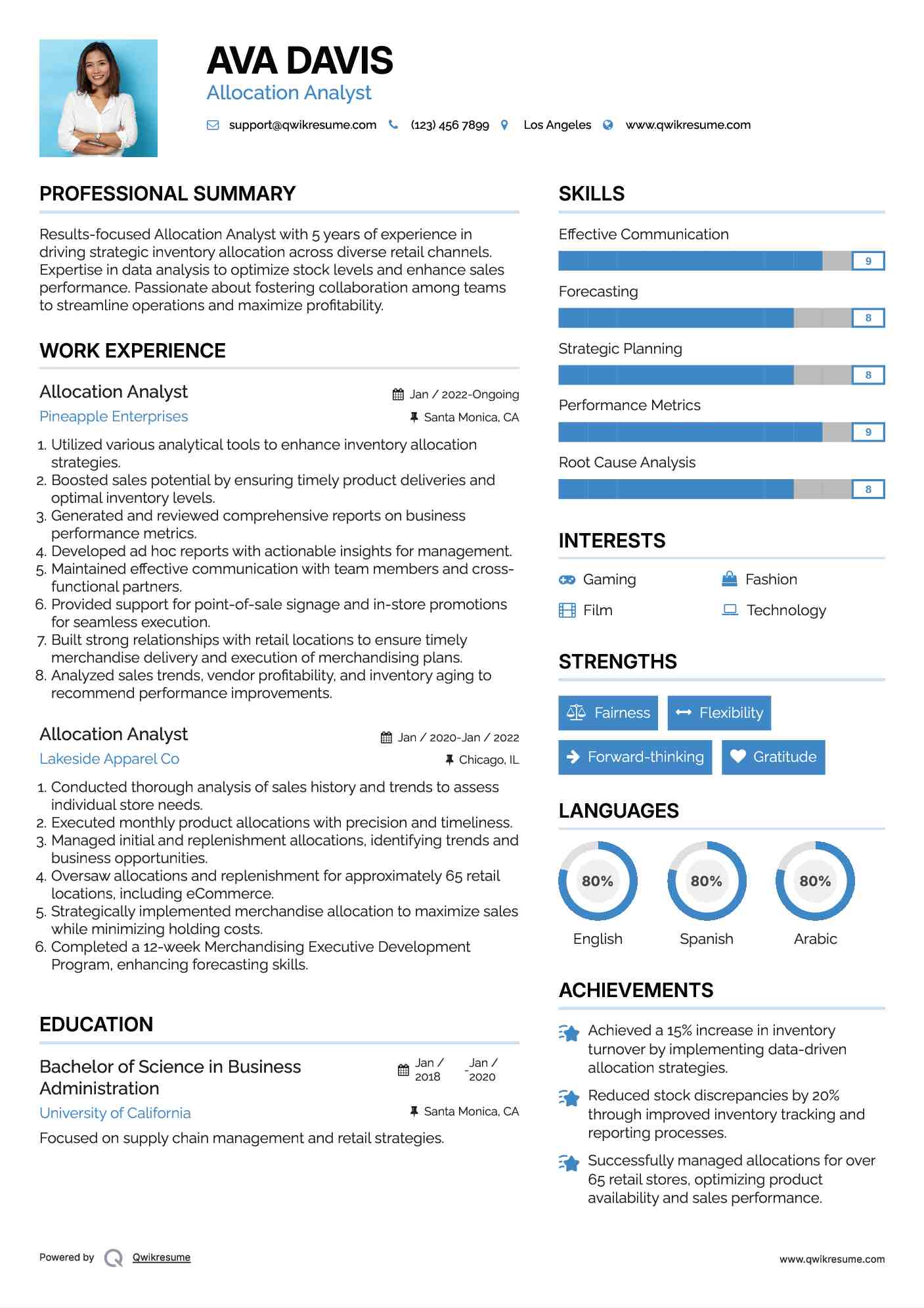Allocation Analyst Resume Template