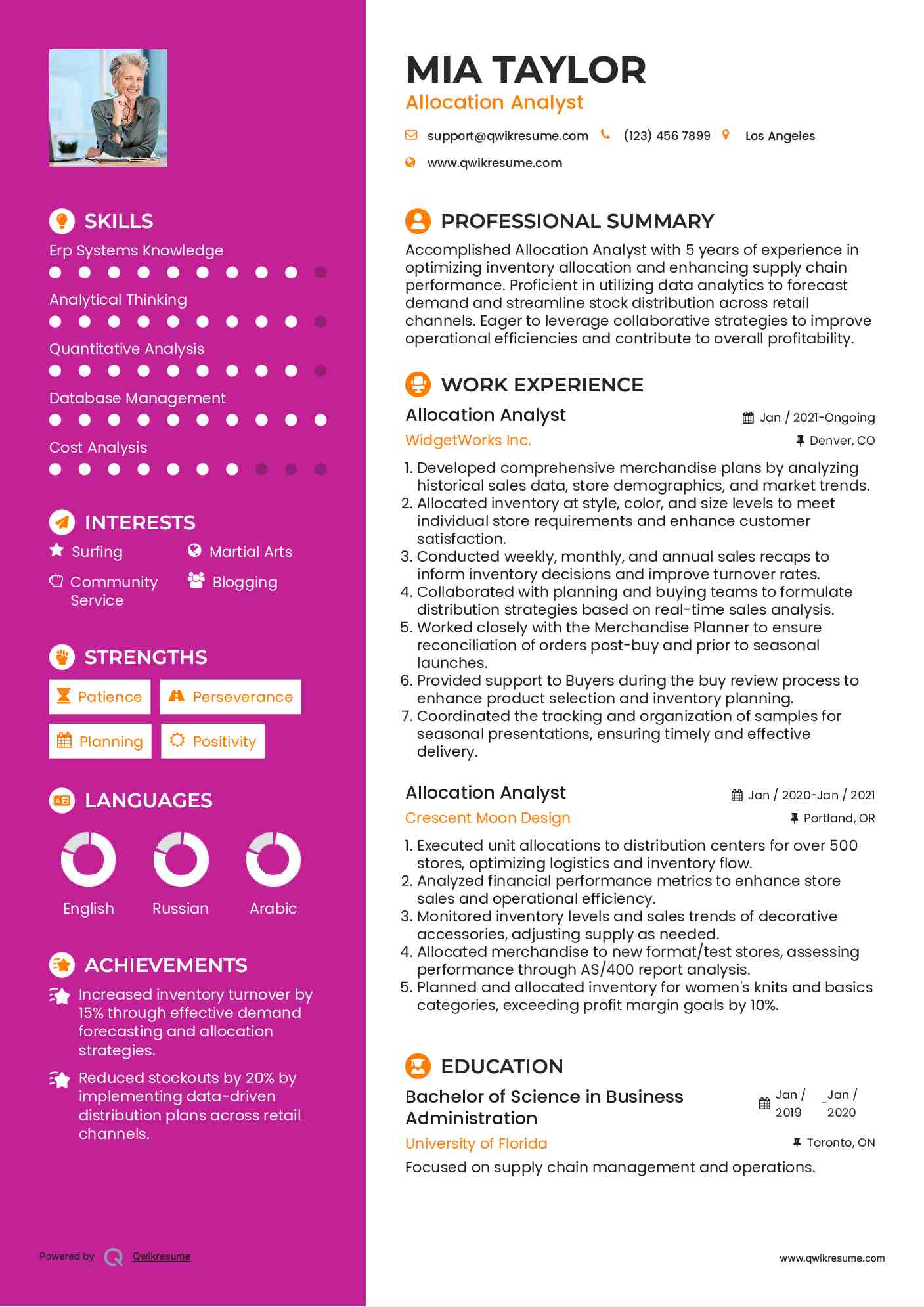 Allocation Analyst Resume Format