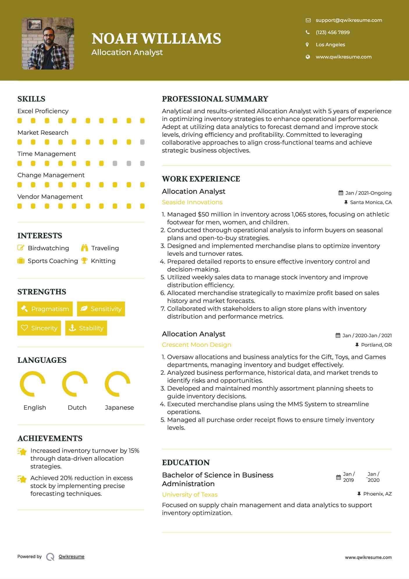 Allocation Analyst Resume Format