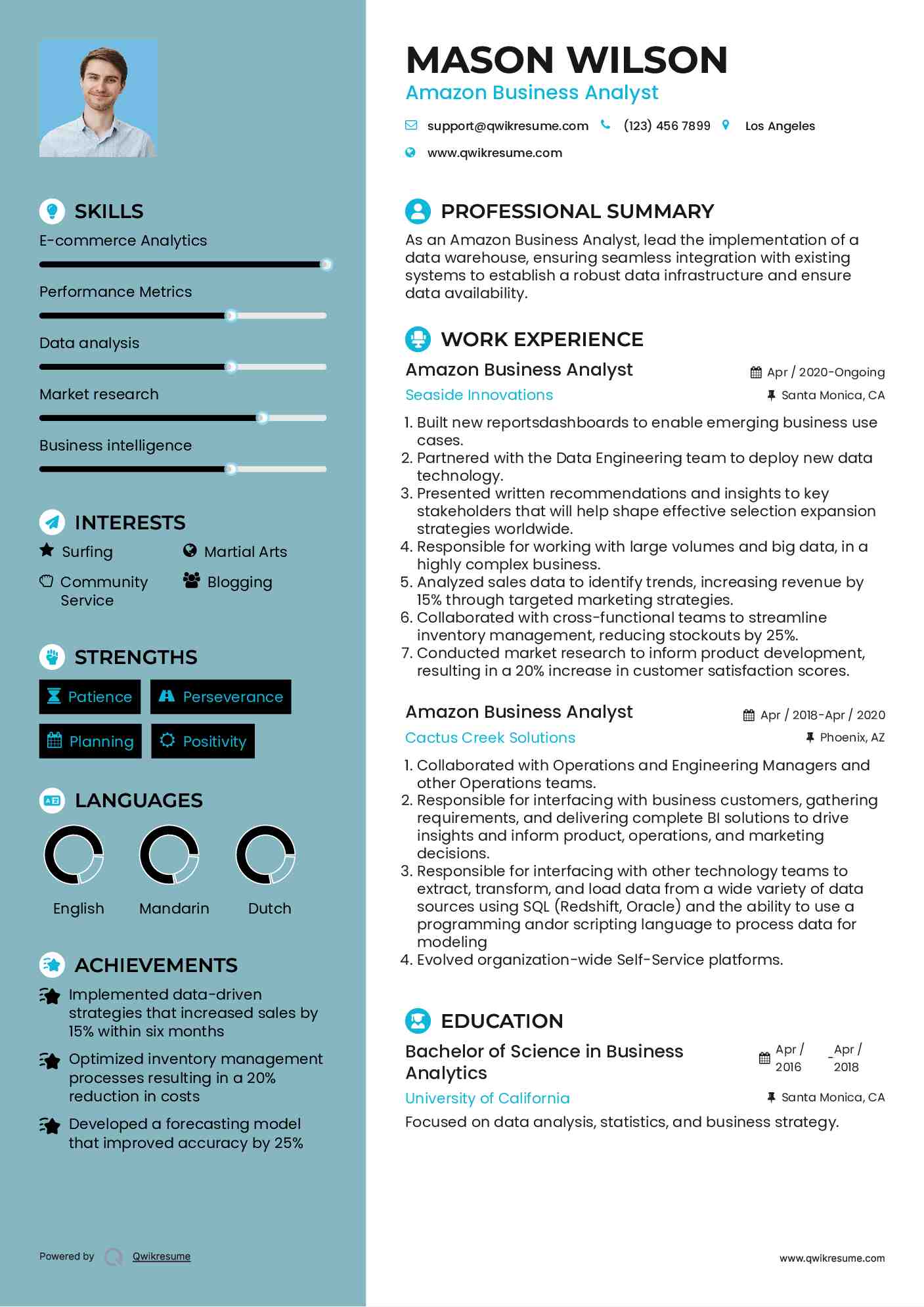 Amazon Business Analyst Resume Model