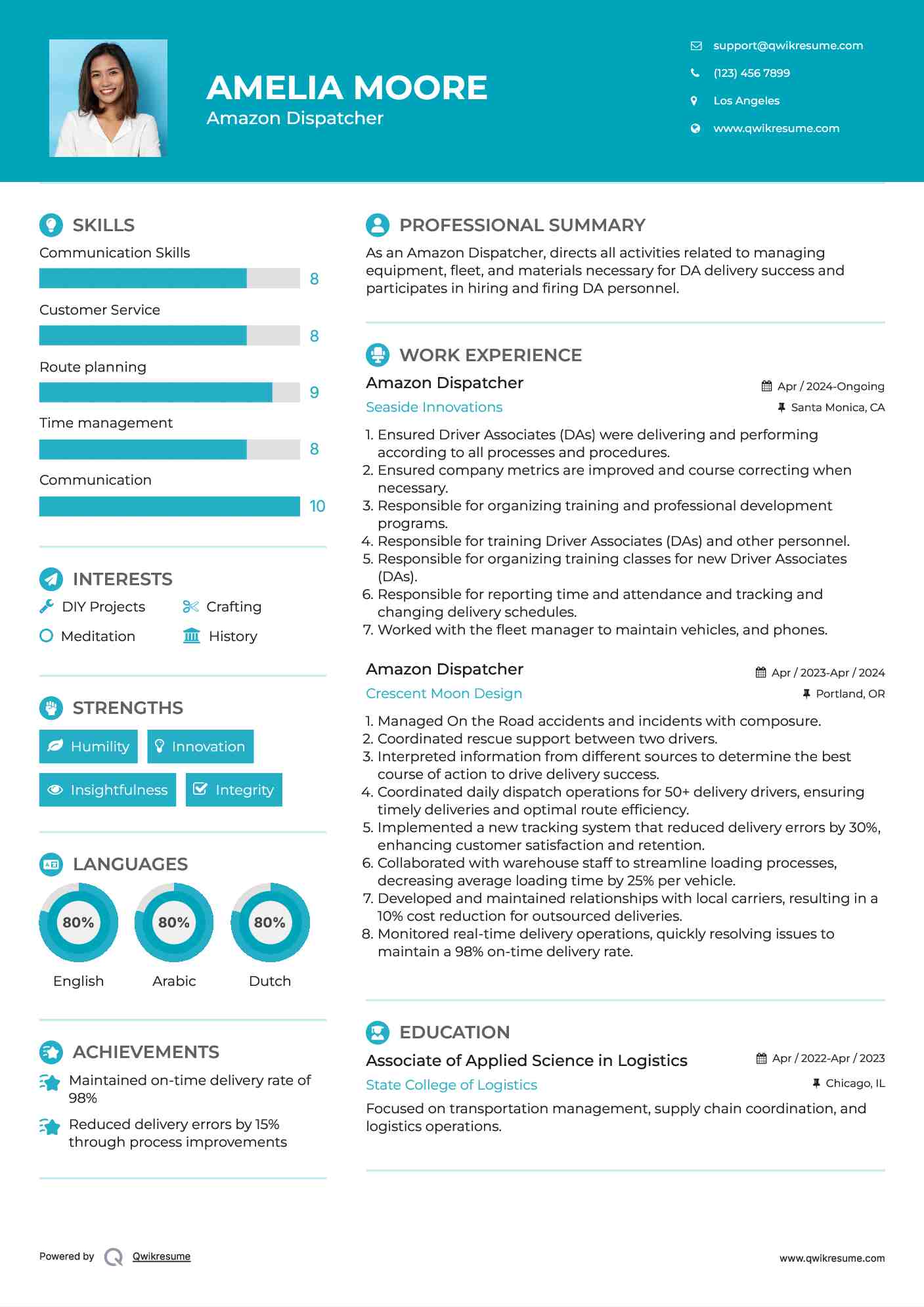 Amazon Dispatcher Resume Template