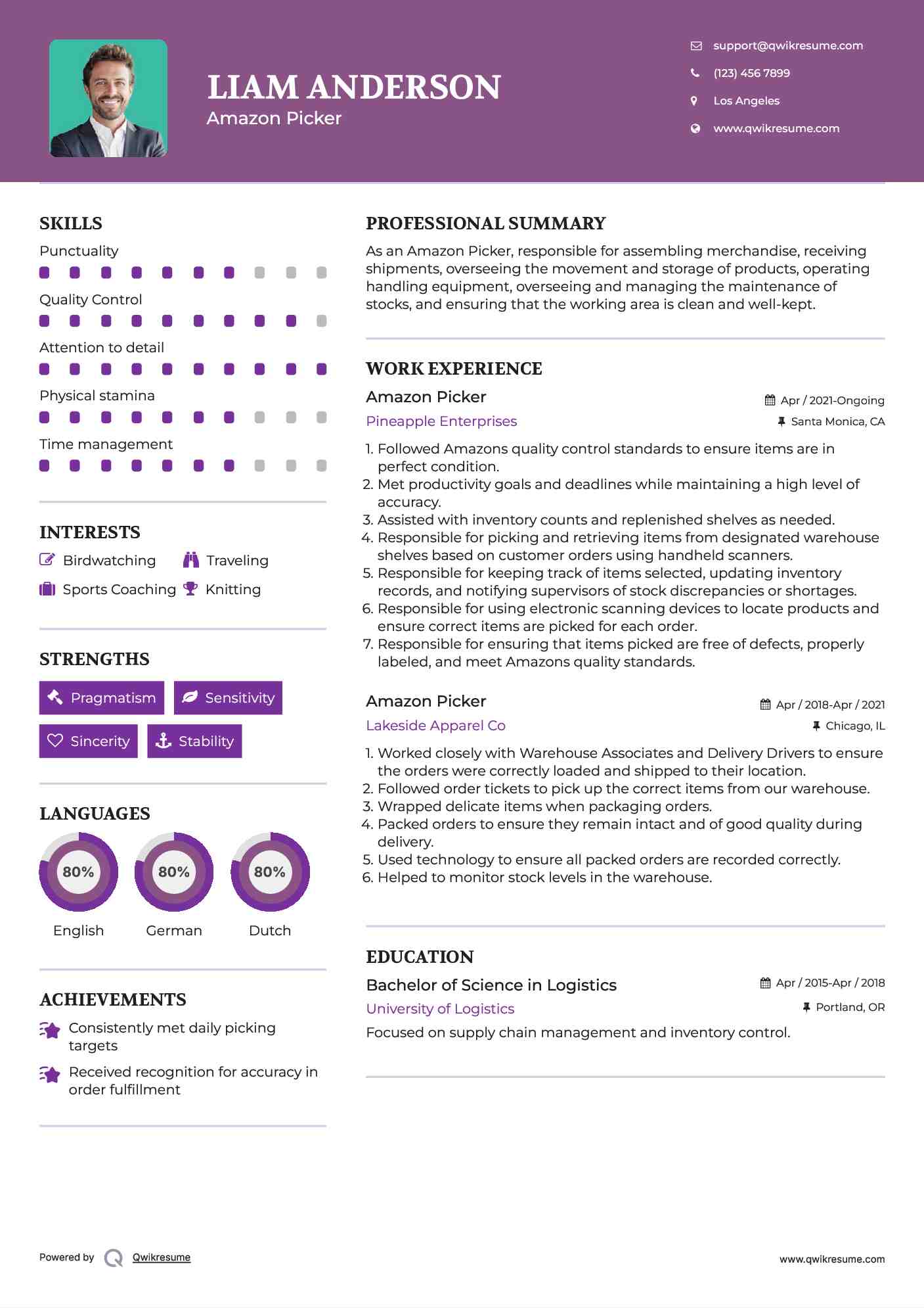 Amazon Picker Resume Format