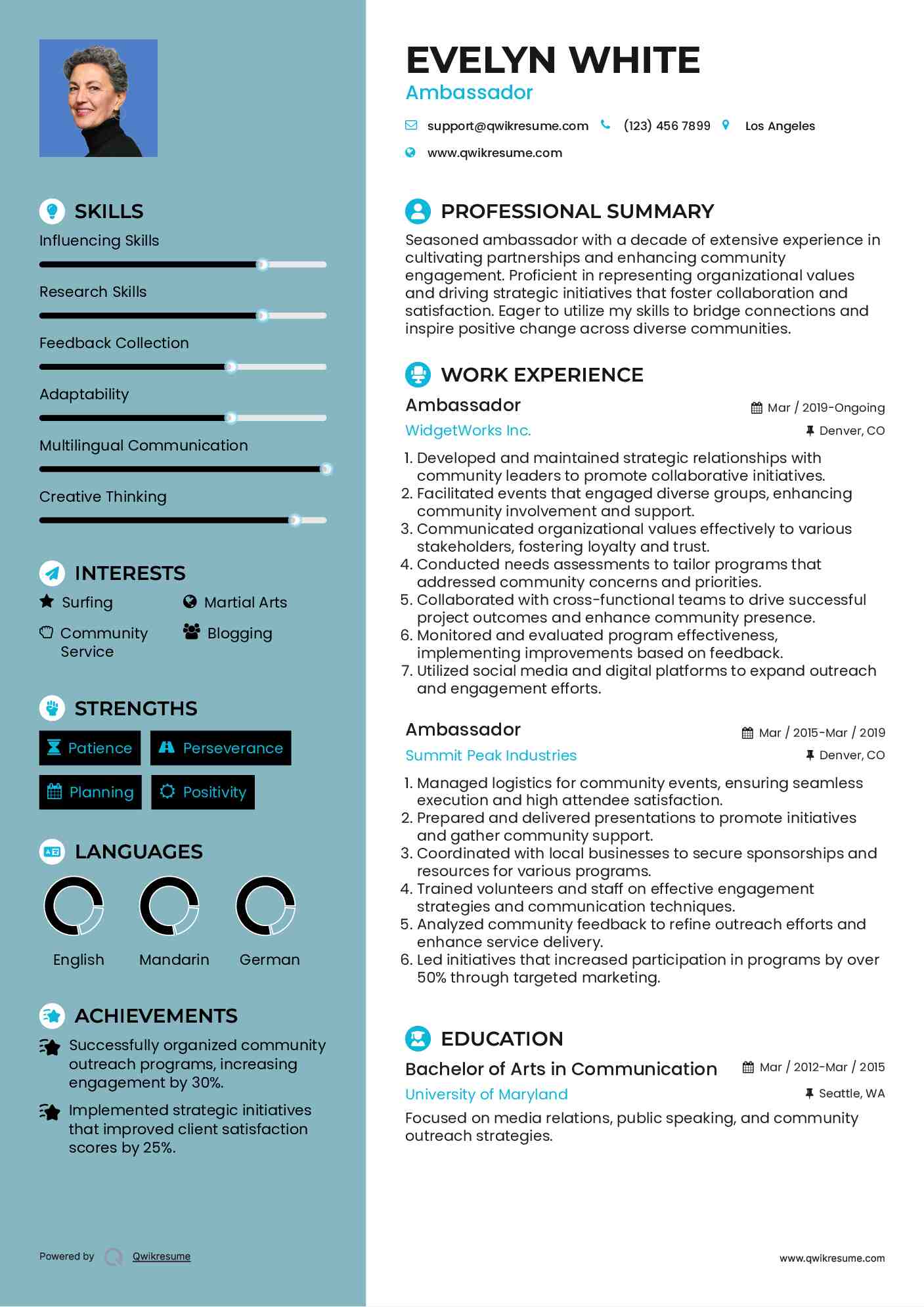 Ambassador Resume Template