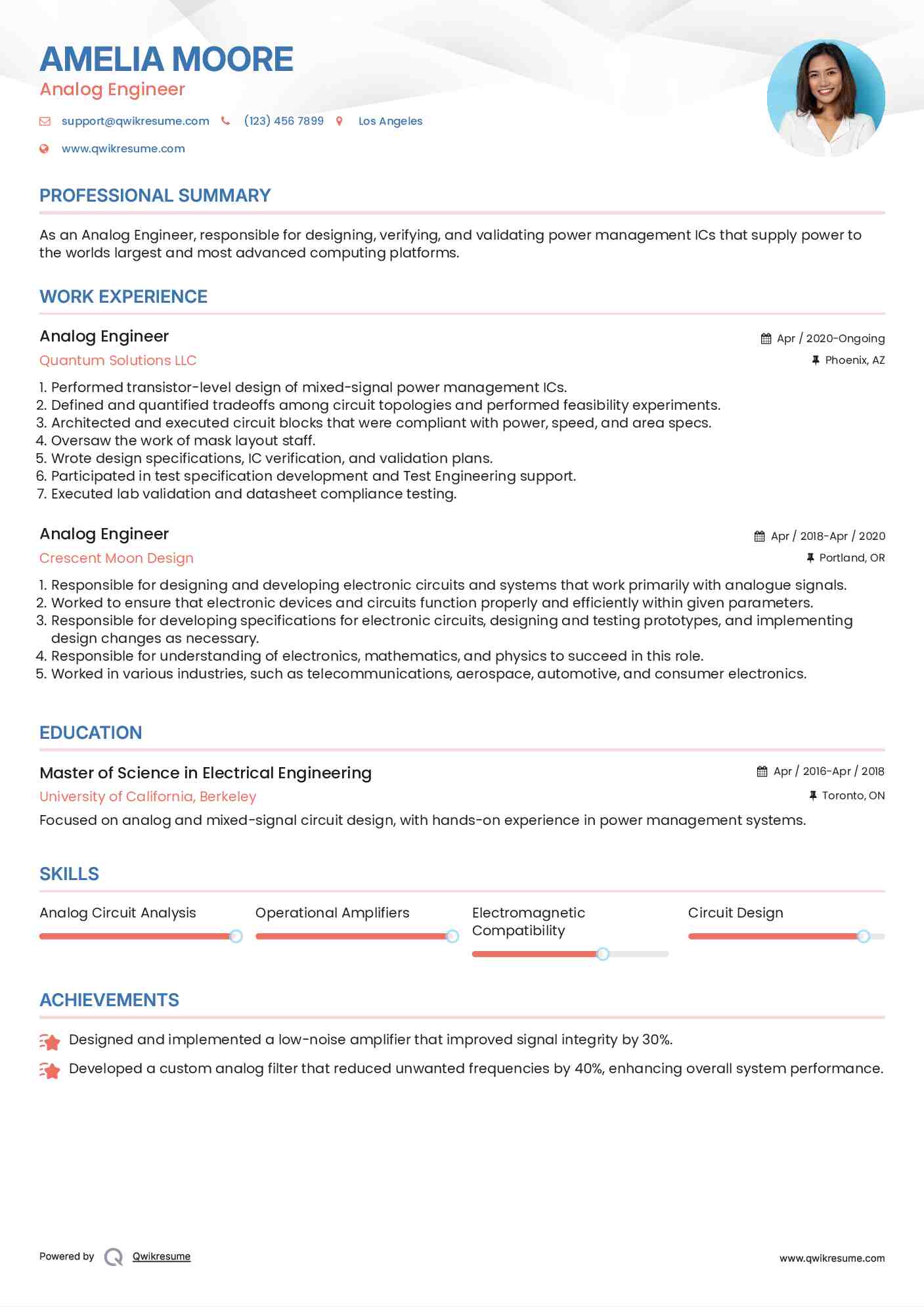 Analog Engineer Resume Model