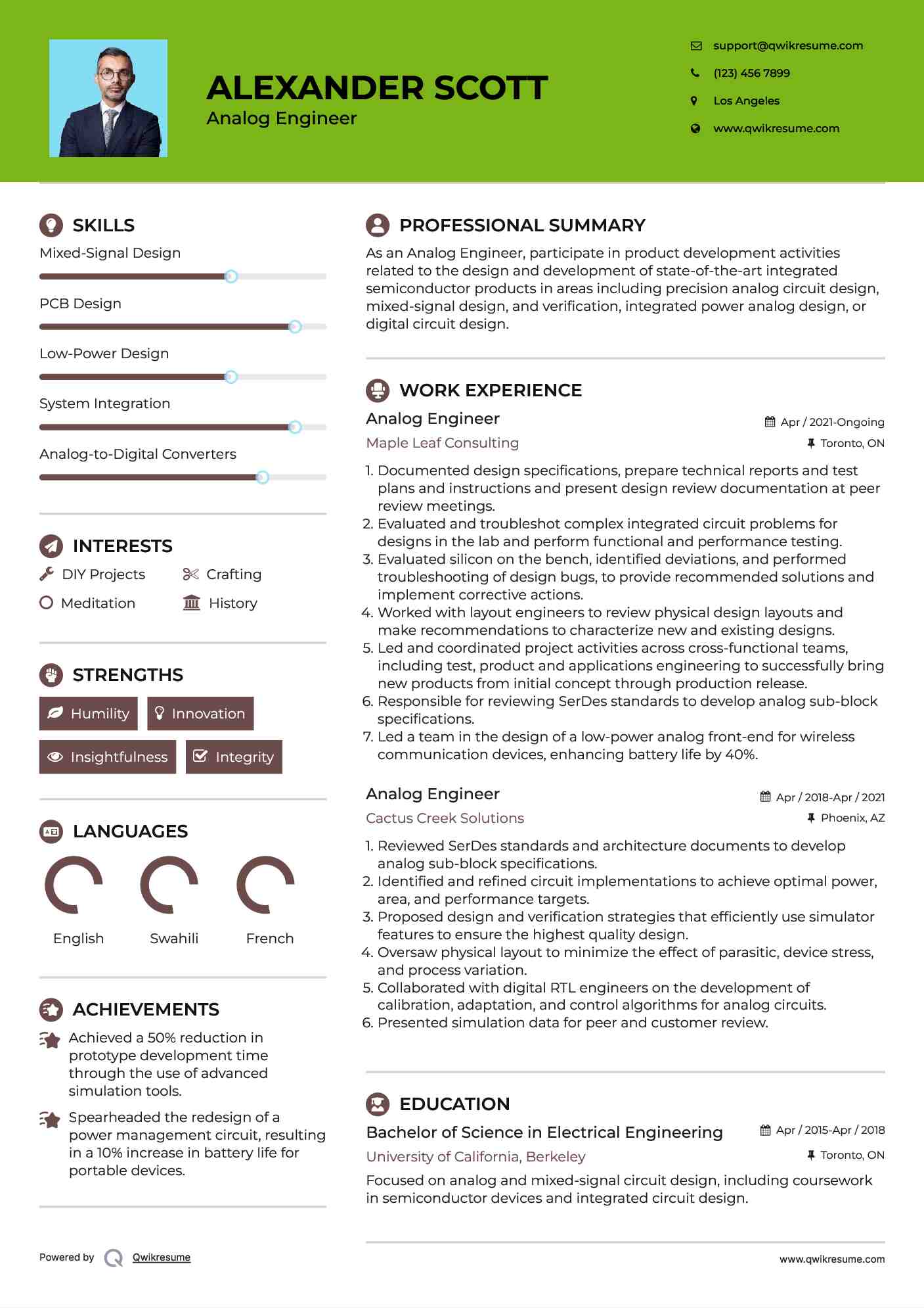 Analog Engineer Resume Template