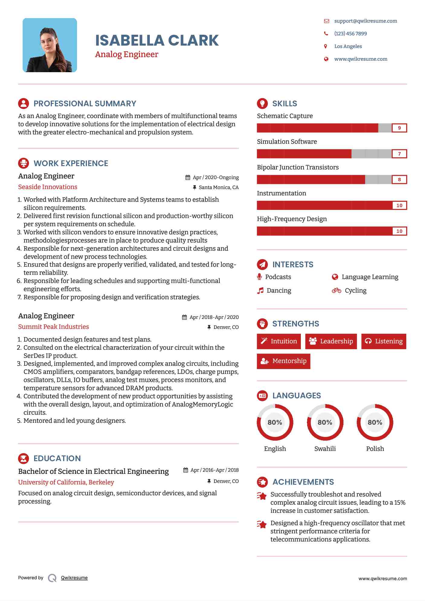 Analog Engineer Resume Template