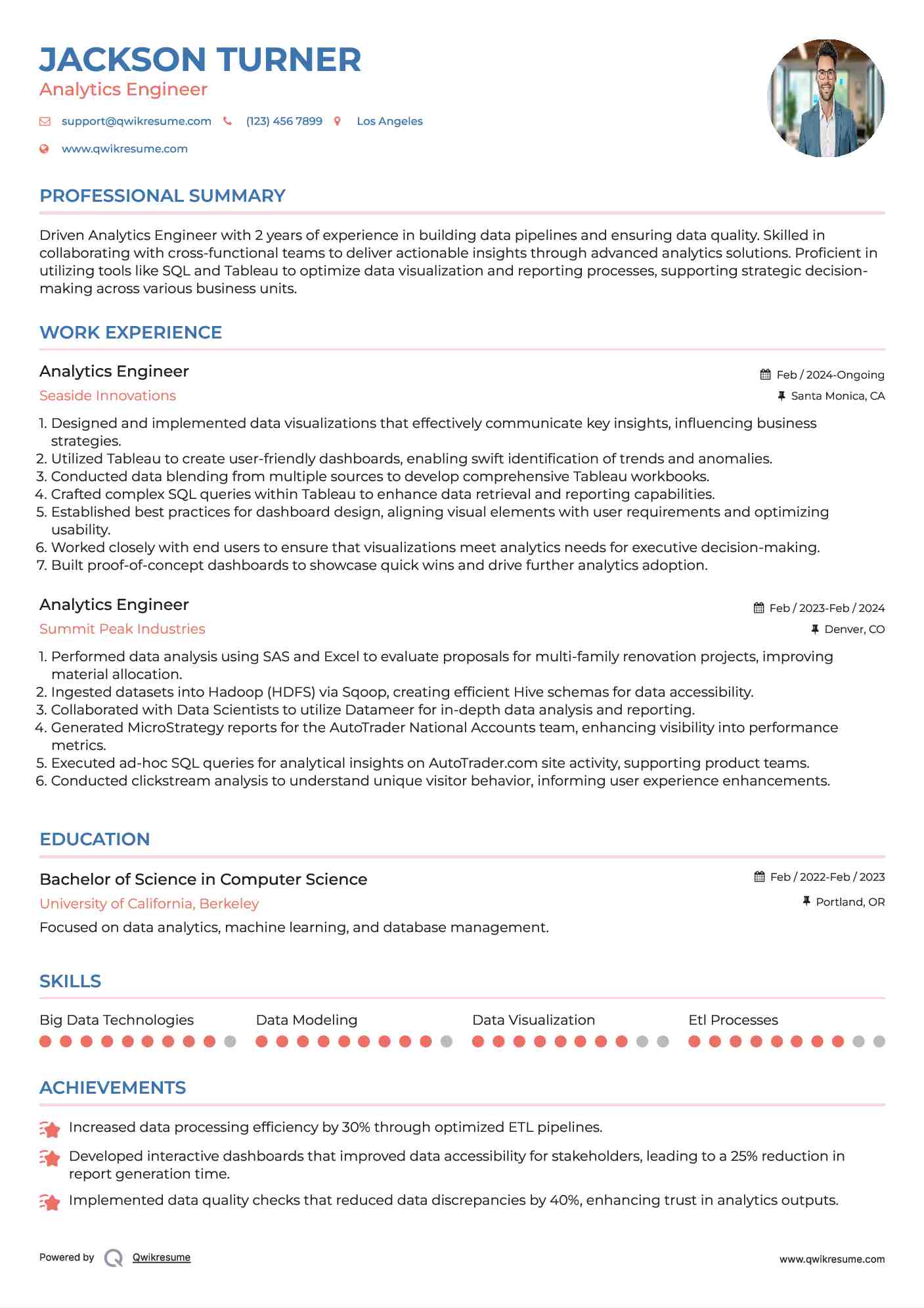 Analytics Engineer Resume Model