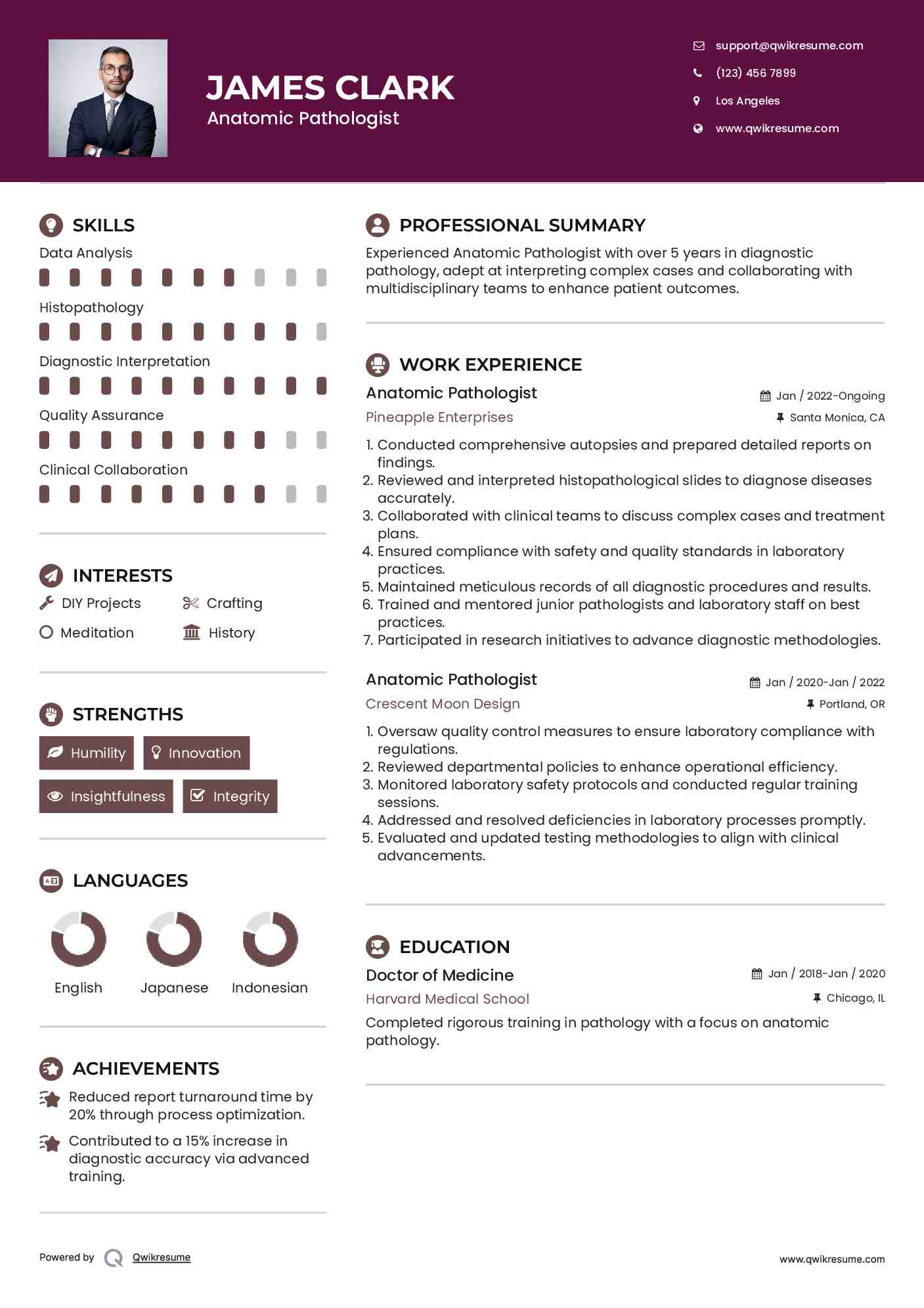 Anatomic Pathologist Resume Template
