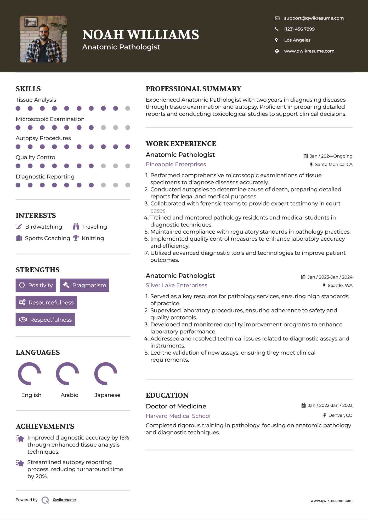 Anatomic Pathologist Resume Format