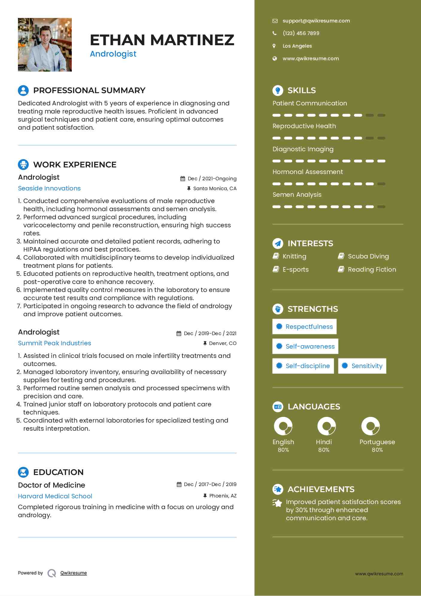 Andrologist Resume Example
